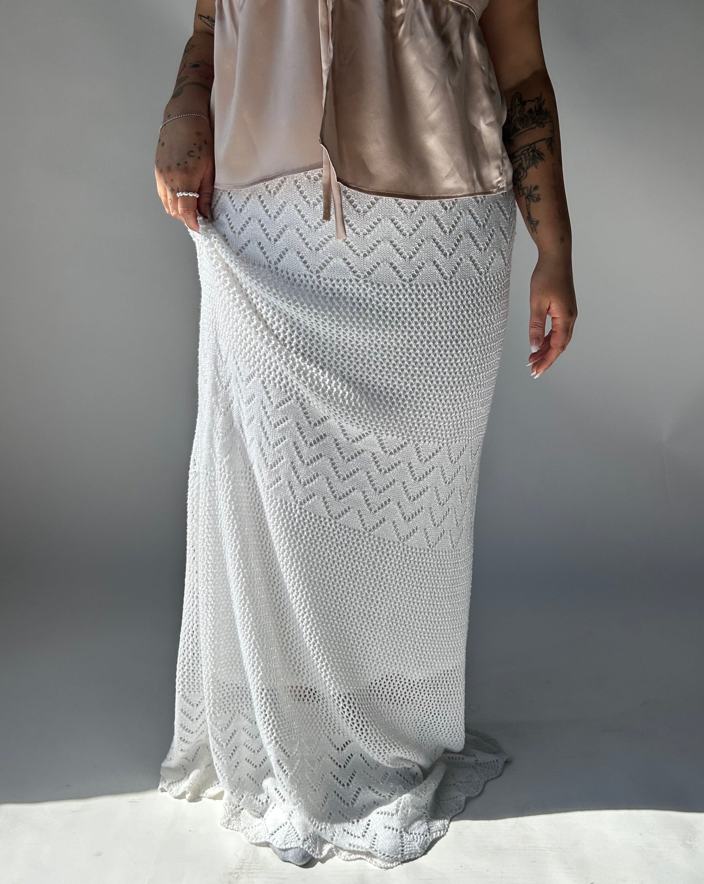 Knit Maxi Skirt - White