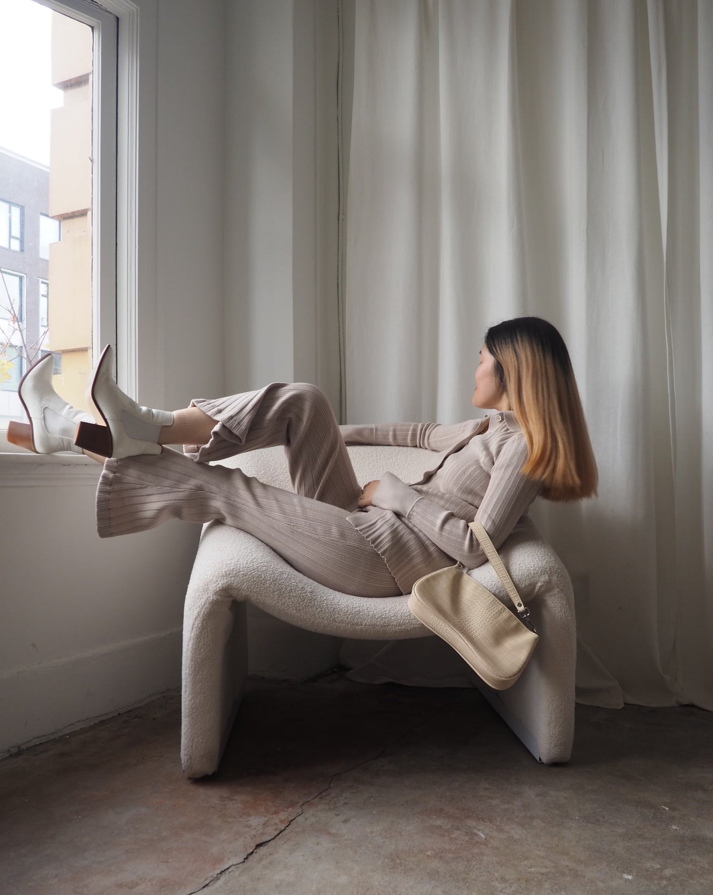 Croc Print Purse - Cream