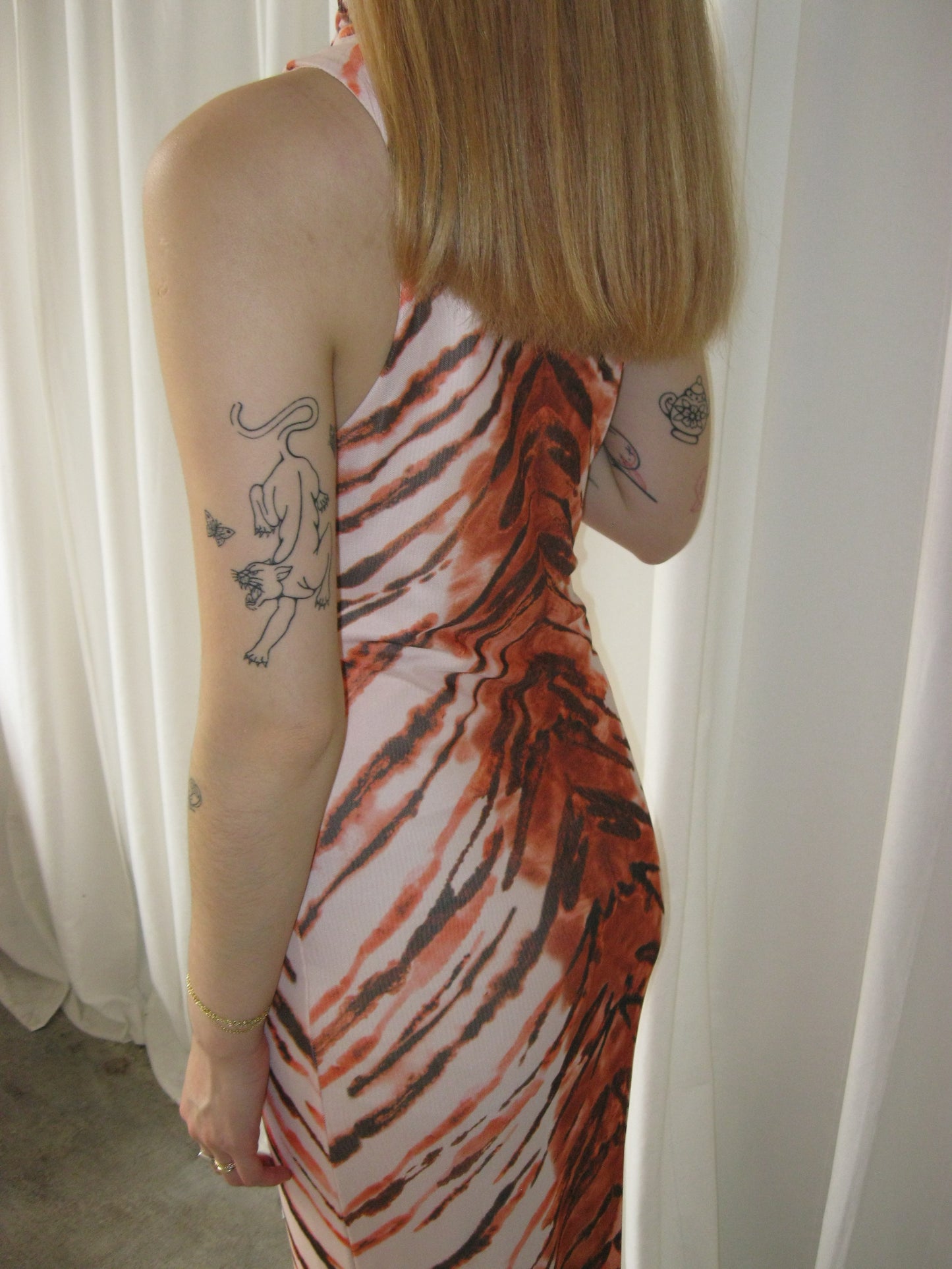 Tiger Print Dress - Orange/Brown/Cream