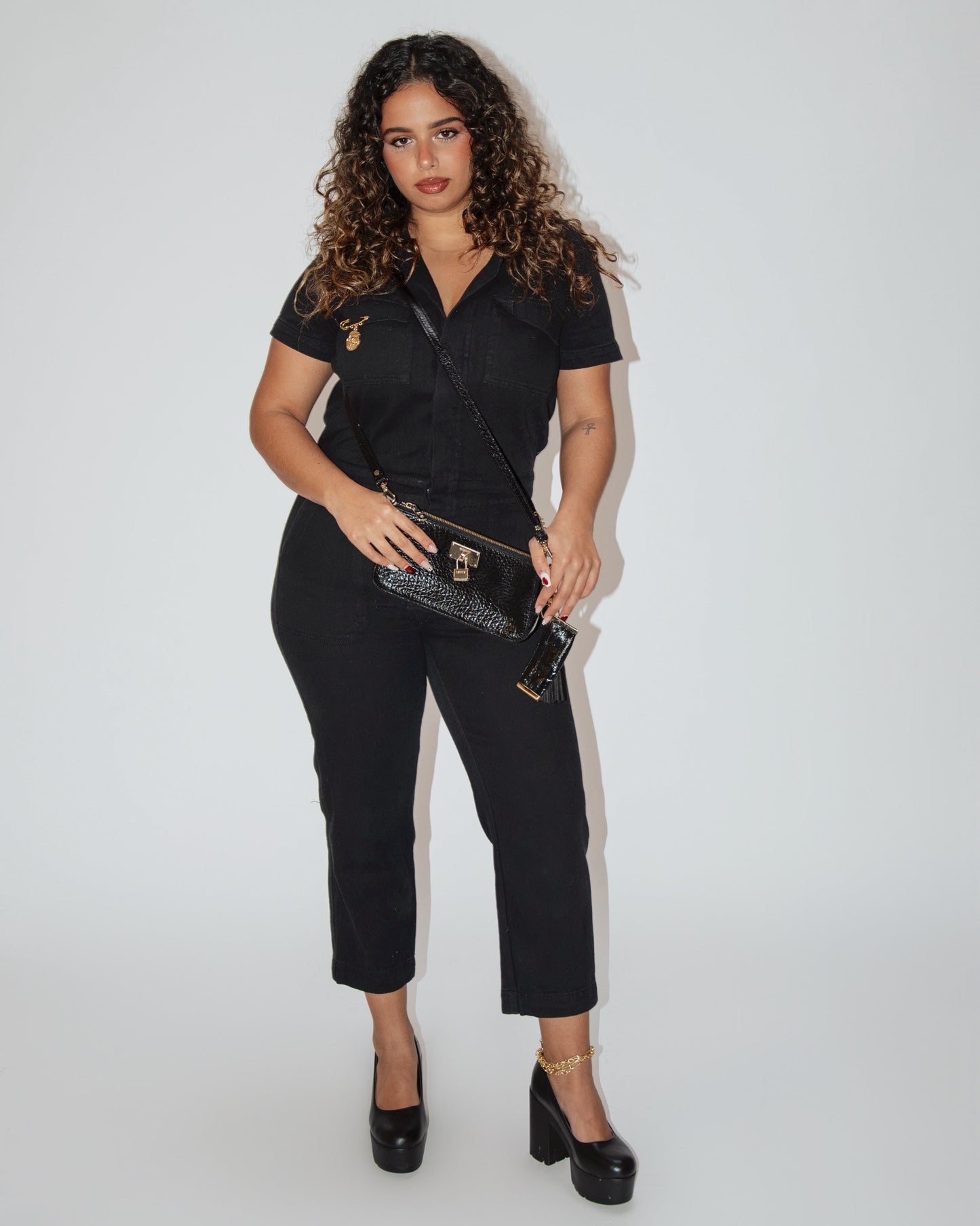 DKNY Leather Charm Purse - Black/Gold