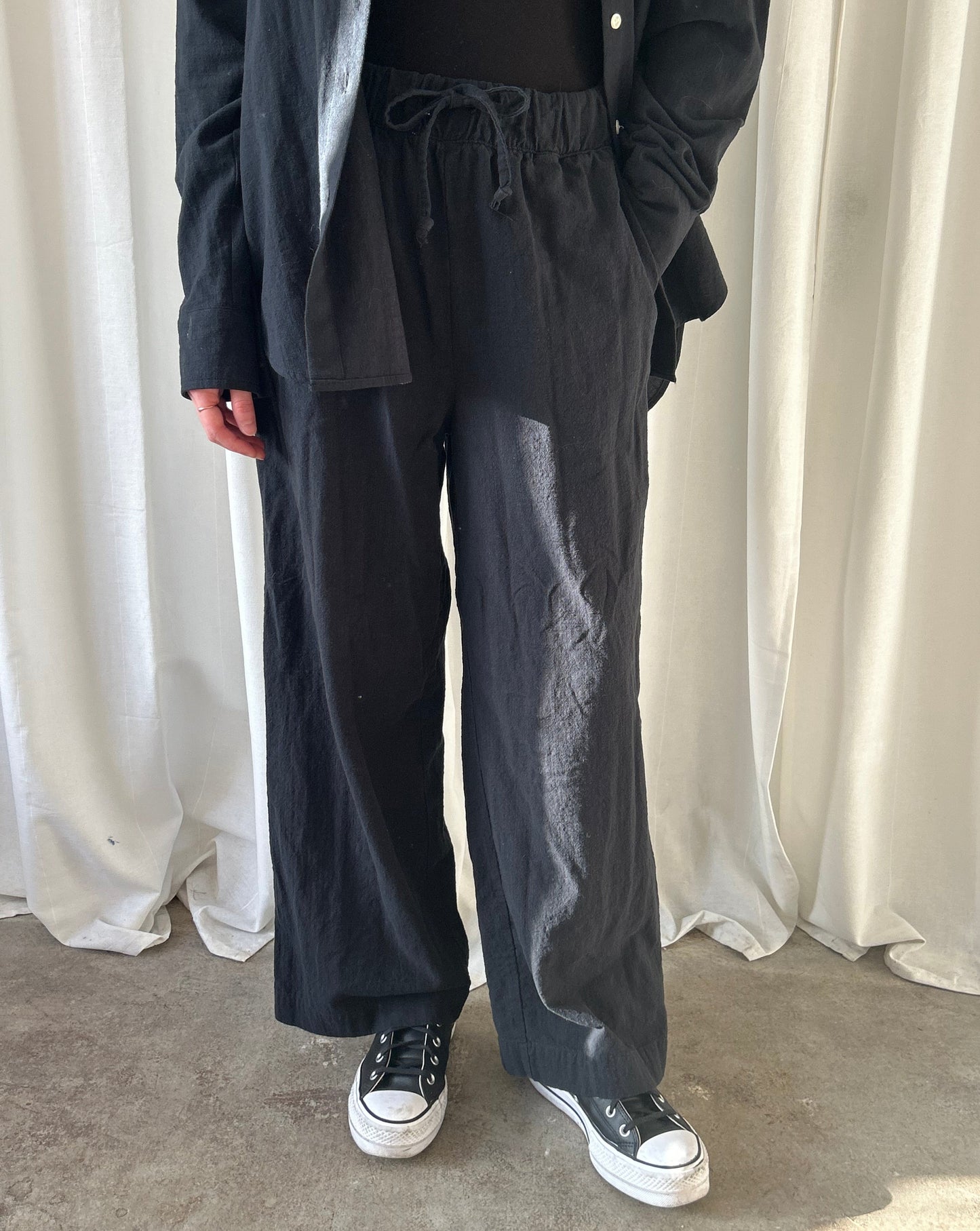 Good For Sunday Button Up & Pant Set - Black