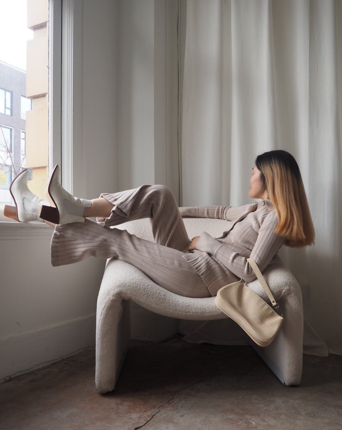 Dynamite Ribbed Set - Cream