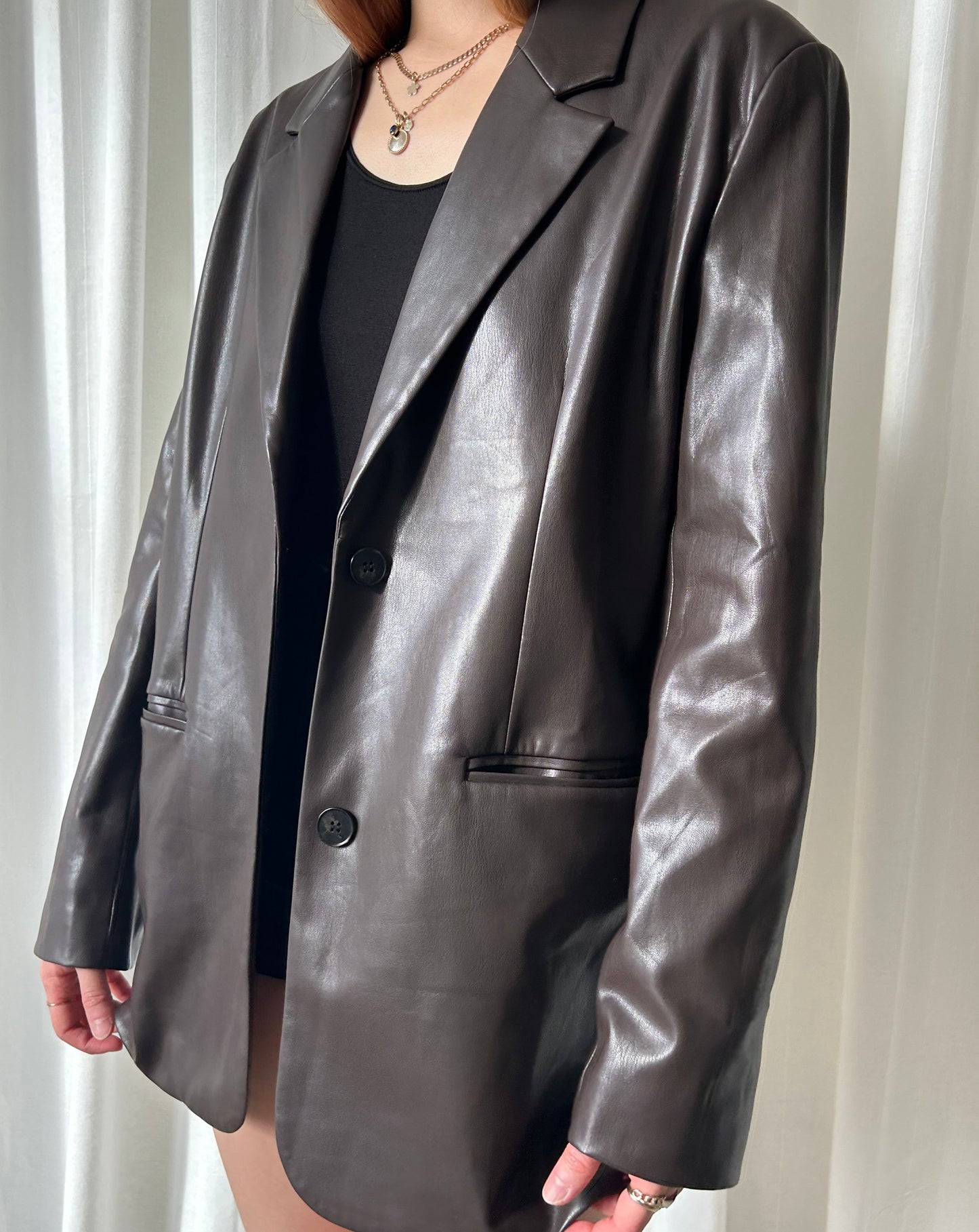 Oak + Fort Faux Leather Blazer - Bown