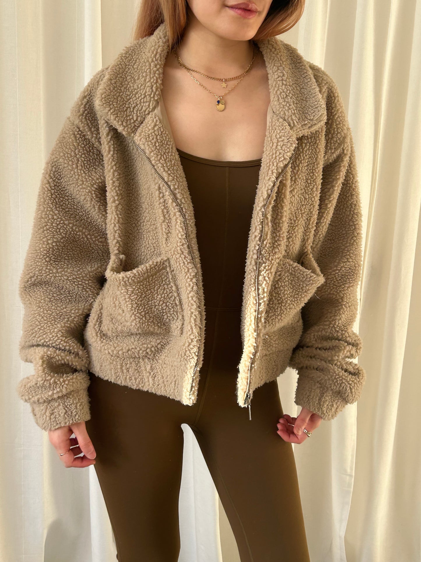 Guess Sherpa Bomber Jacket - Brown