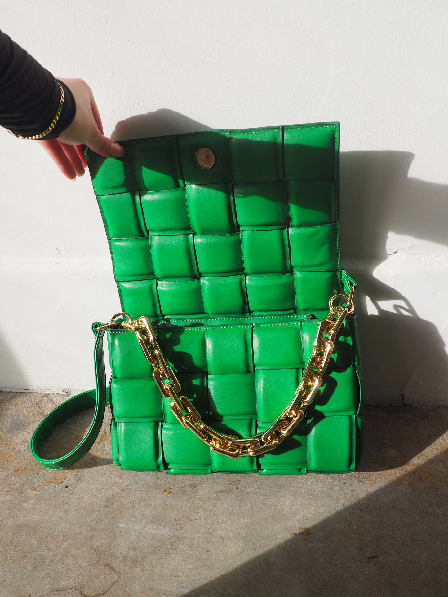 Woven Purse - Green/Gold