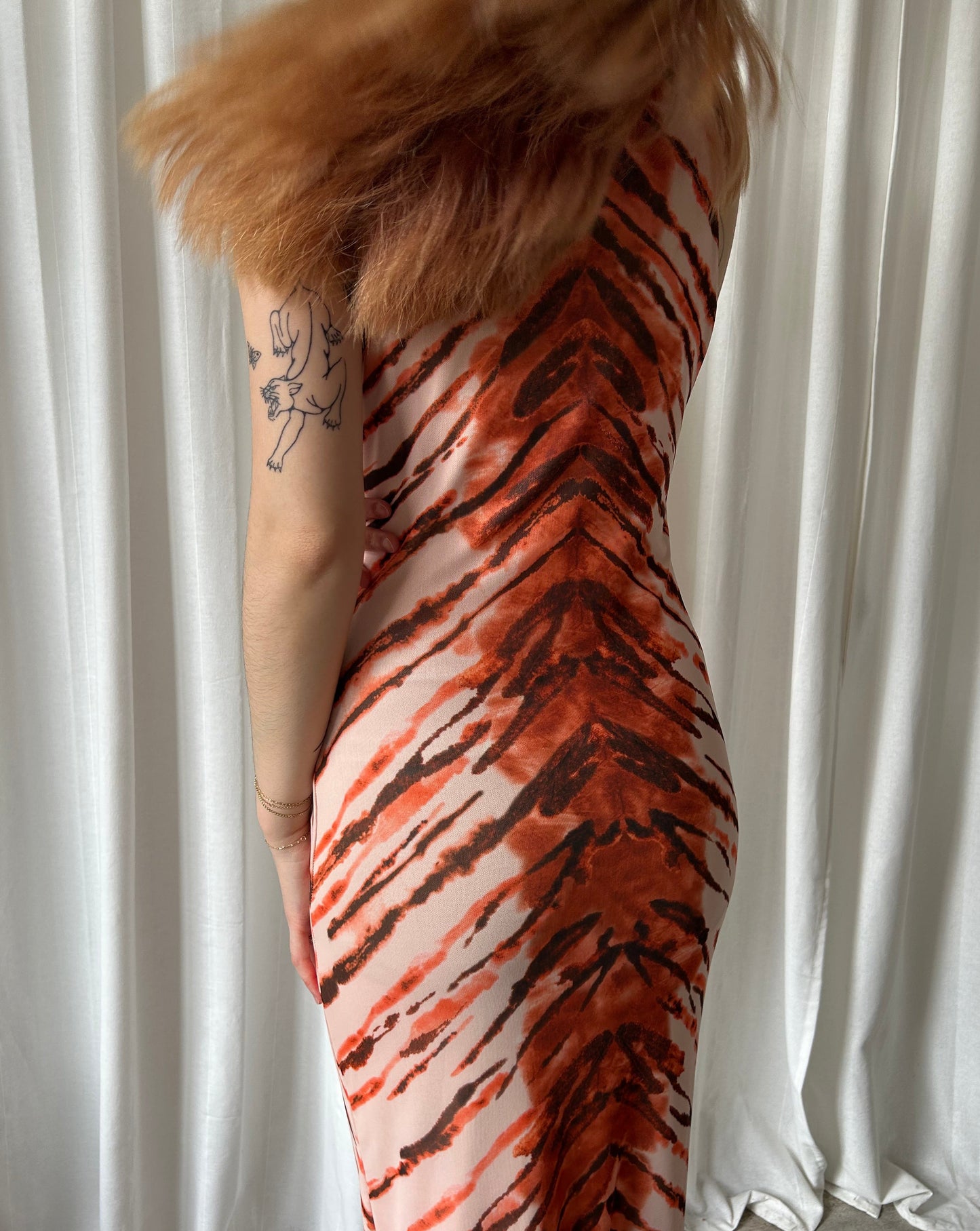 Tiger Print Dress - Orange/Brown/Cream