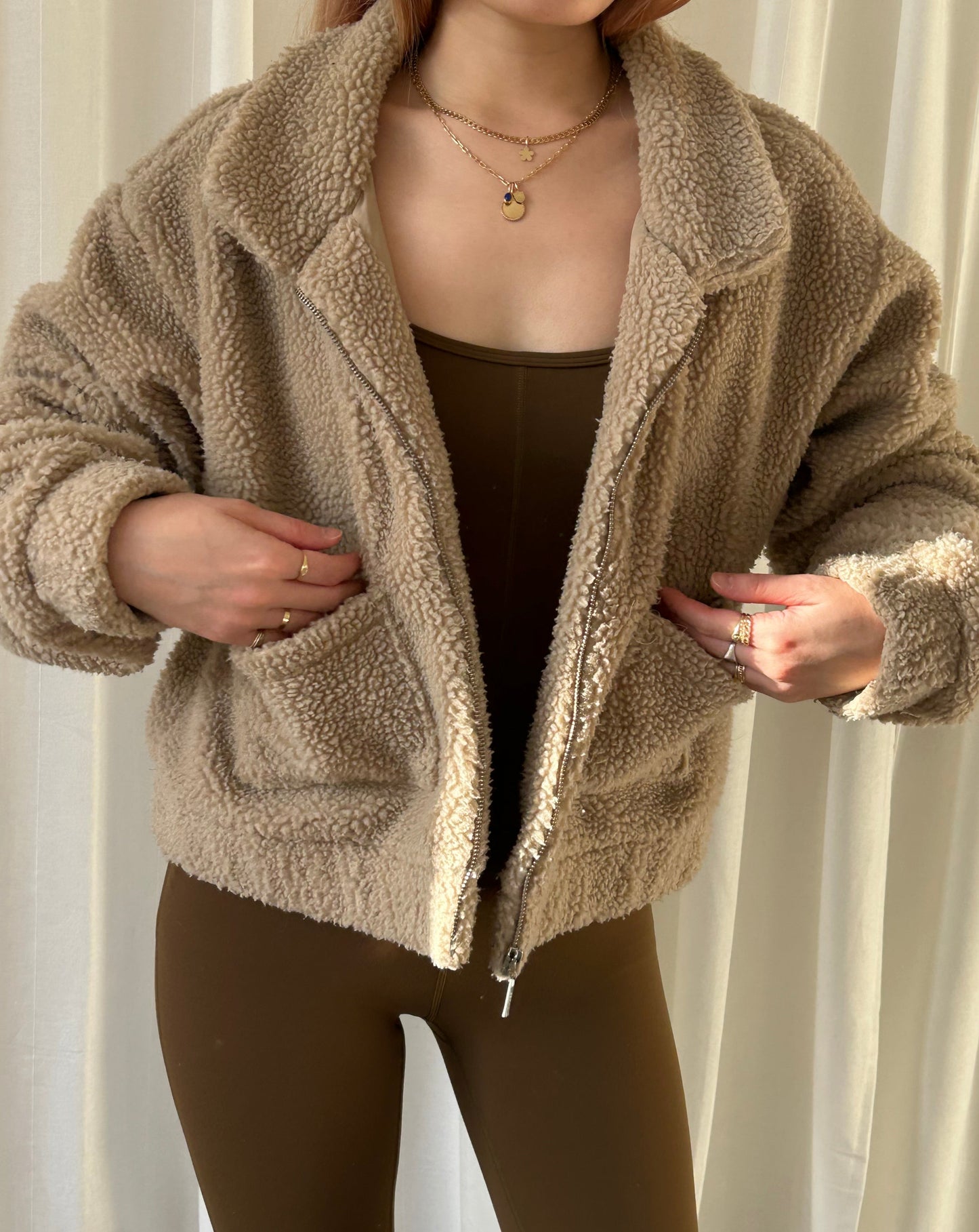 Guess Sherpa Bomber Jacket - Brown