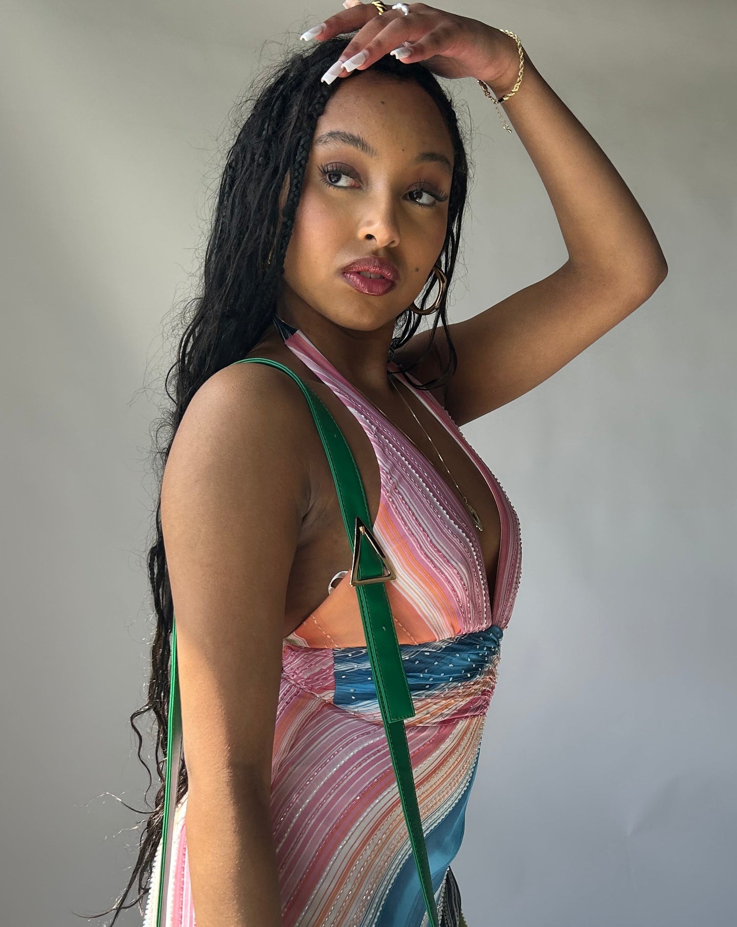 BCBGMAXAZRIA Halter Midi Dress - Multicoloured