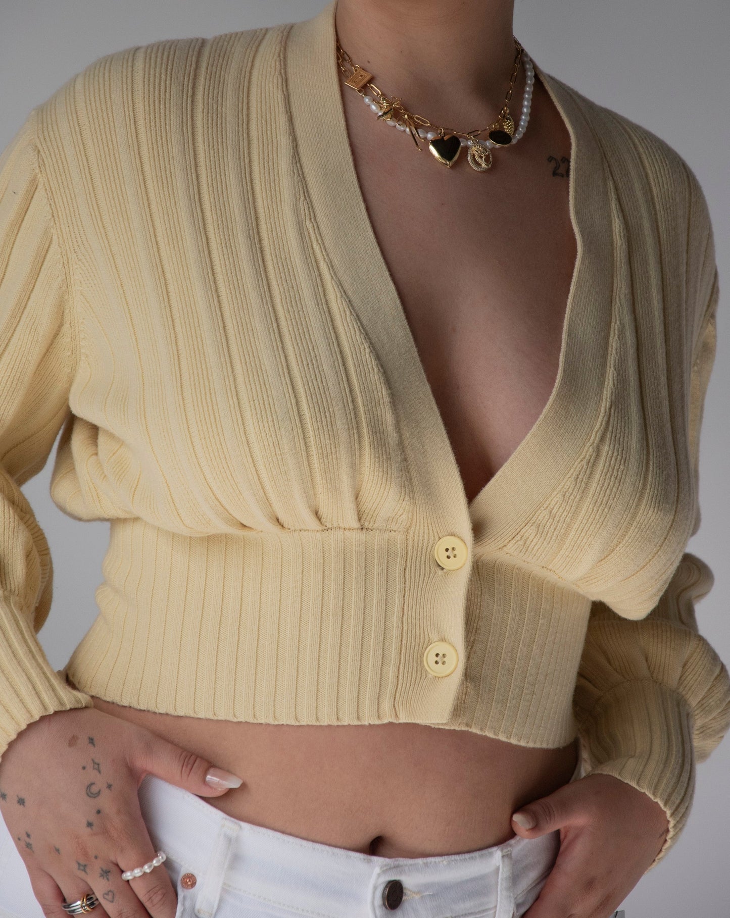 Aritzia Balloon Sleeve Crop Top - Yellow