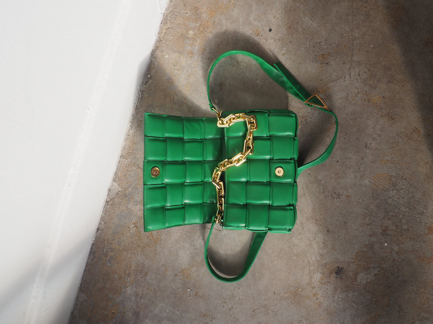 Woven Purse - Green/Gold