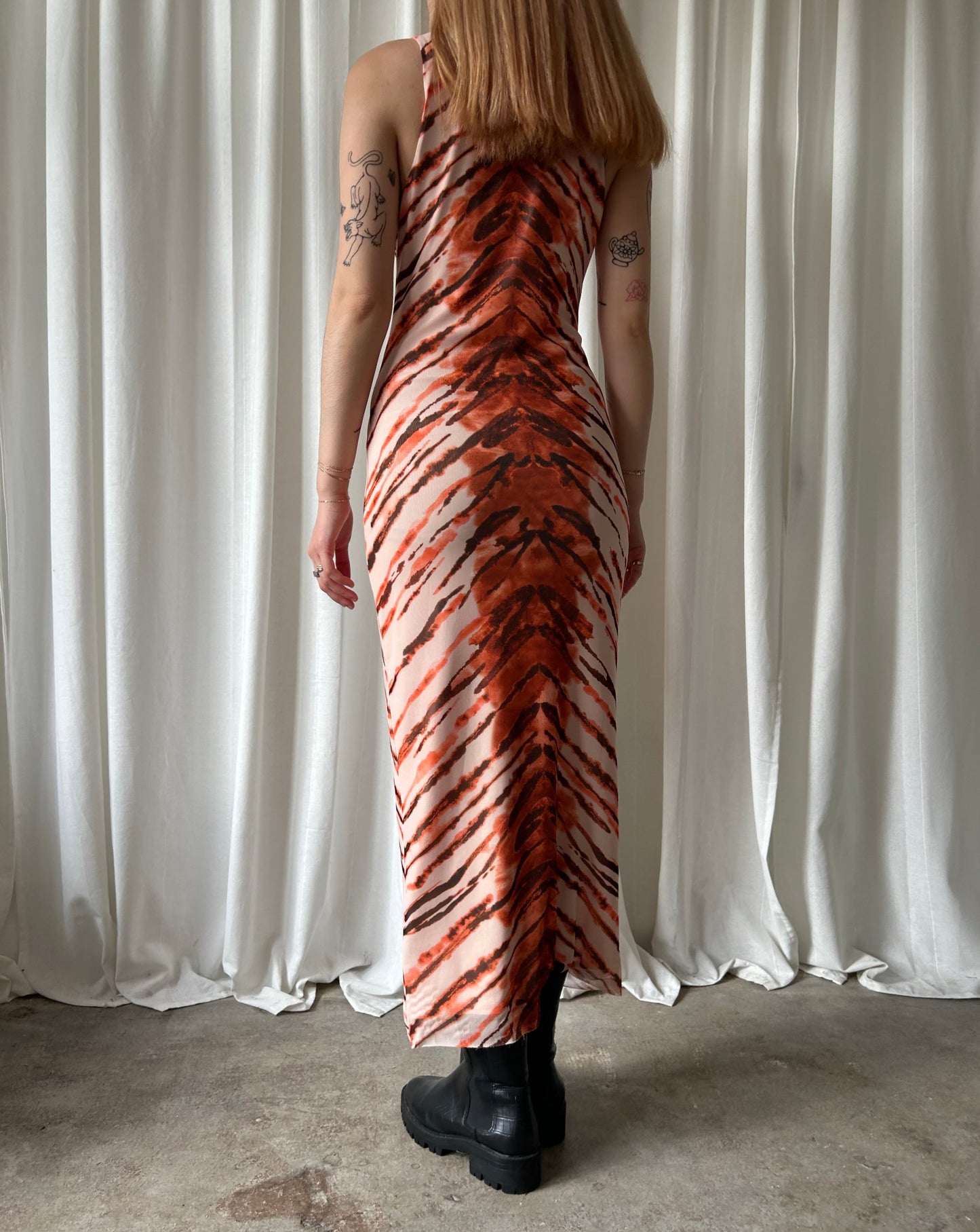 Tiger Print Dress - Orange/Brown/Cream