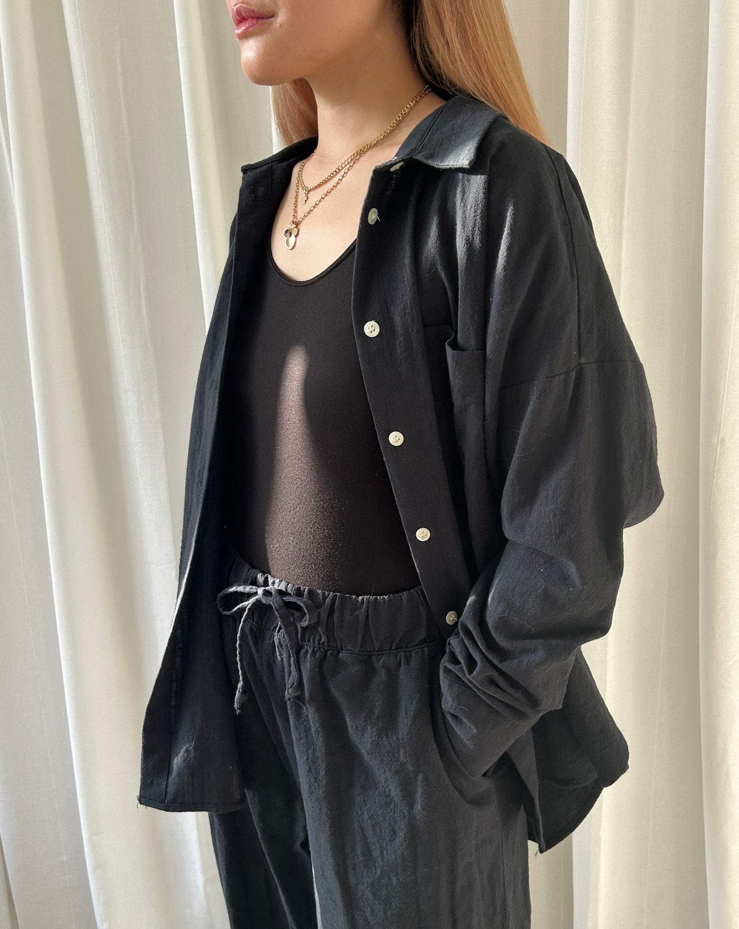 Good For Sunday Button Up & Pant Set - Black