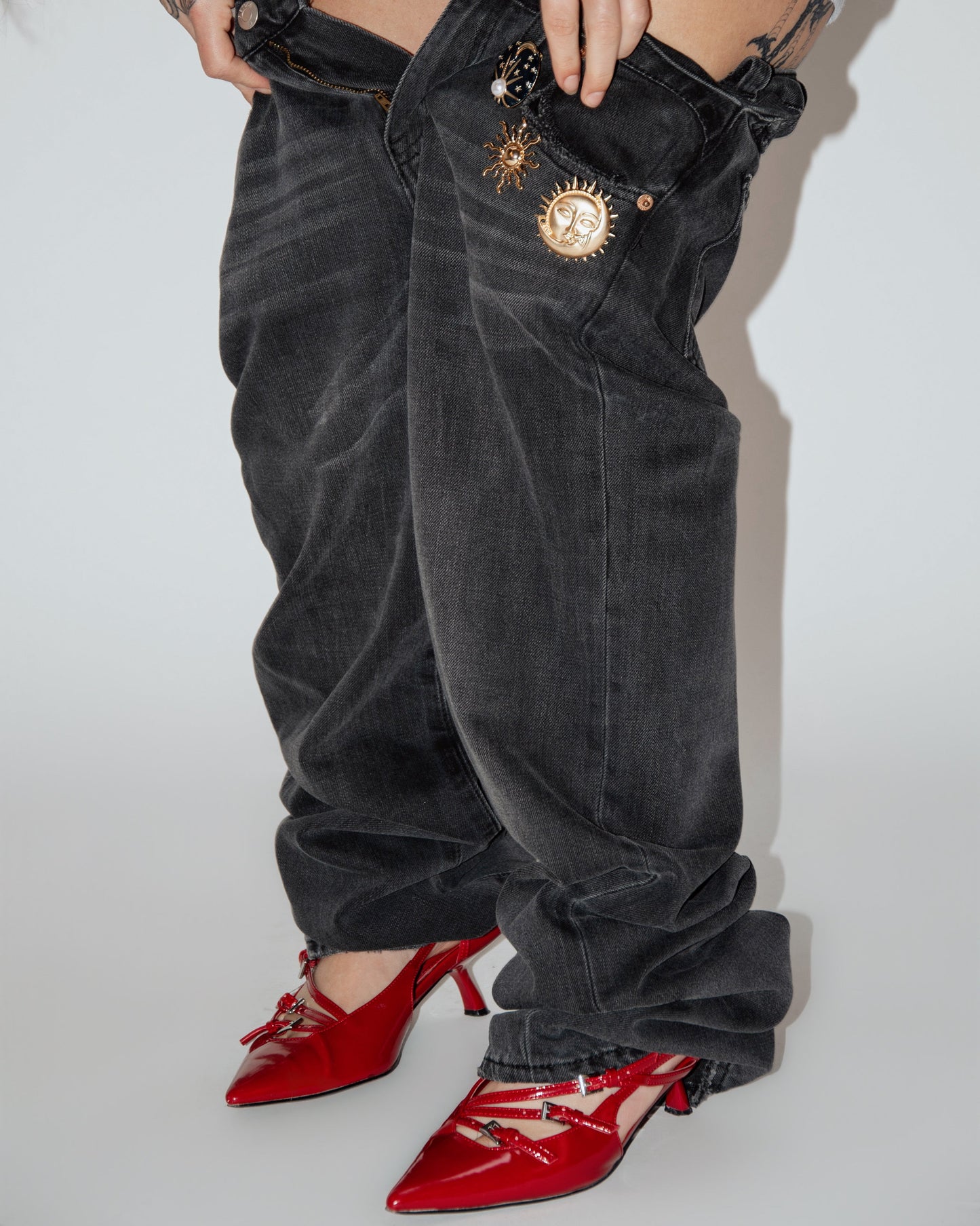 Pistola Sun & Moon Asymmetrical Jeans - Black Denim