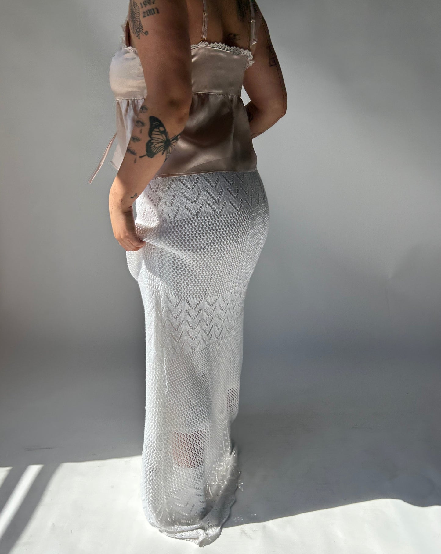 Knit Maxi Skirt - White