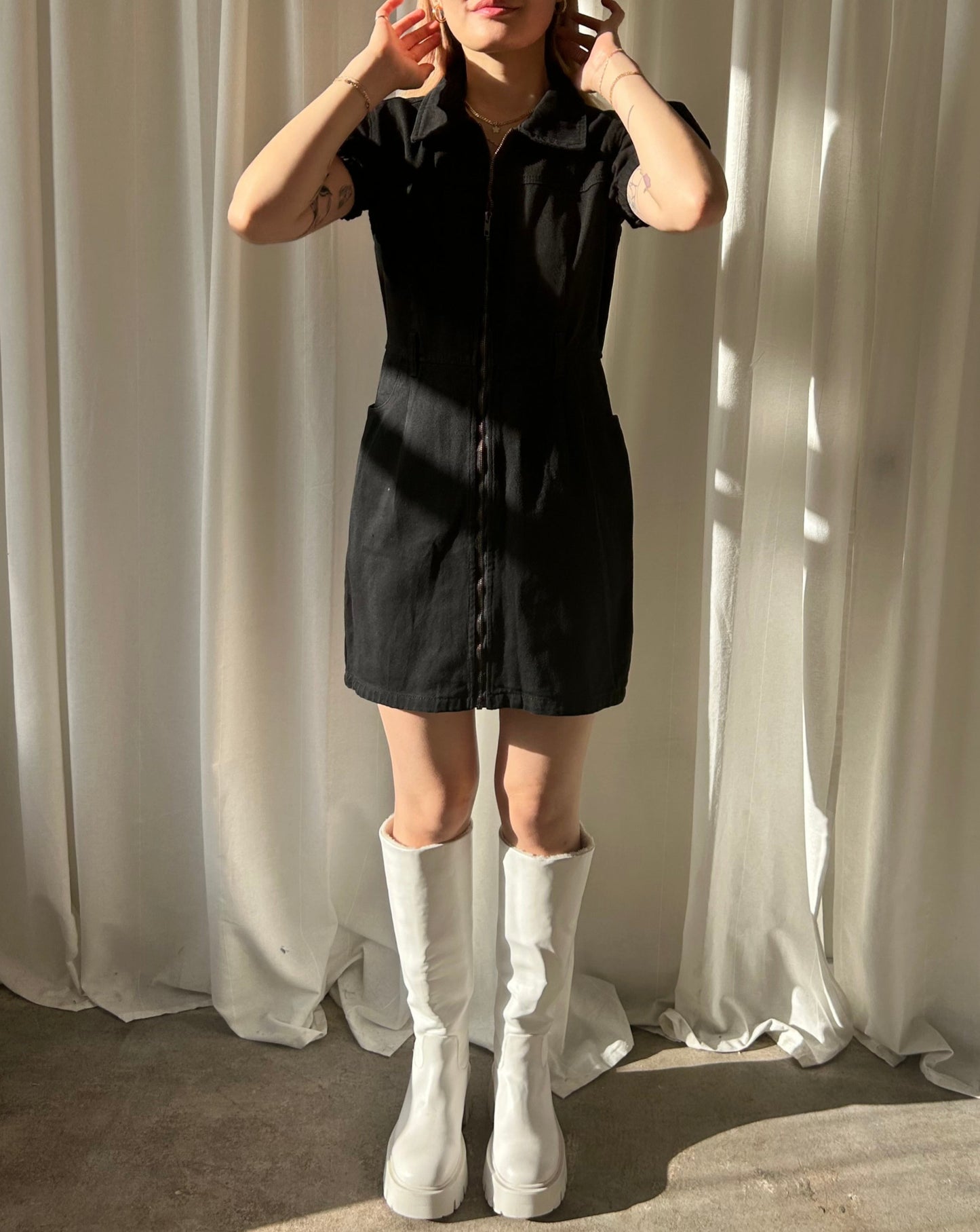 Nasty Gal Denim Dress - Black