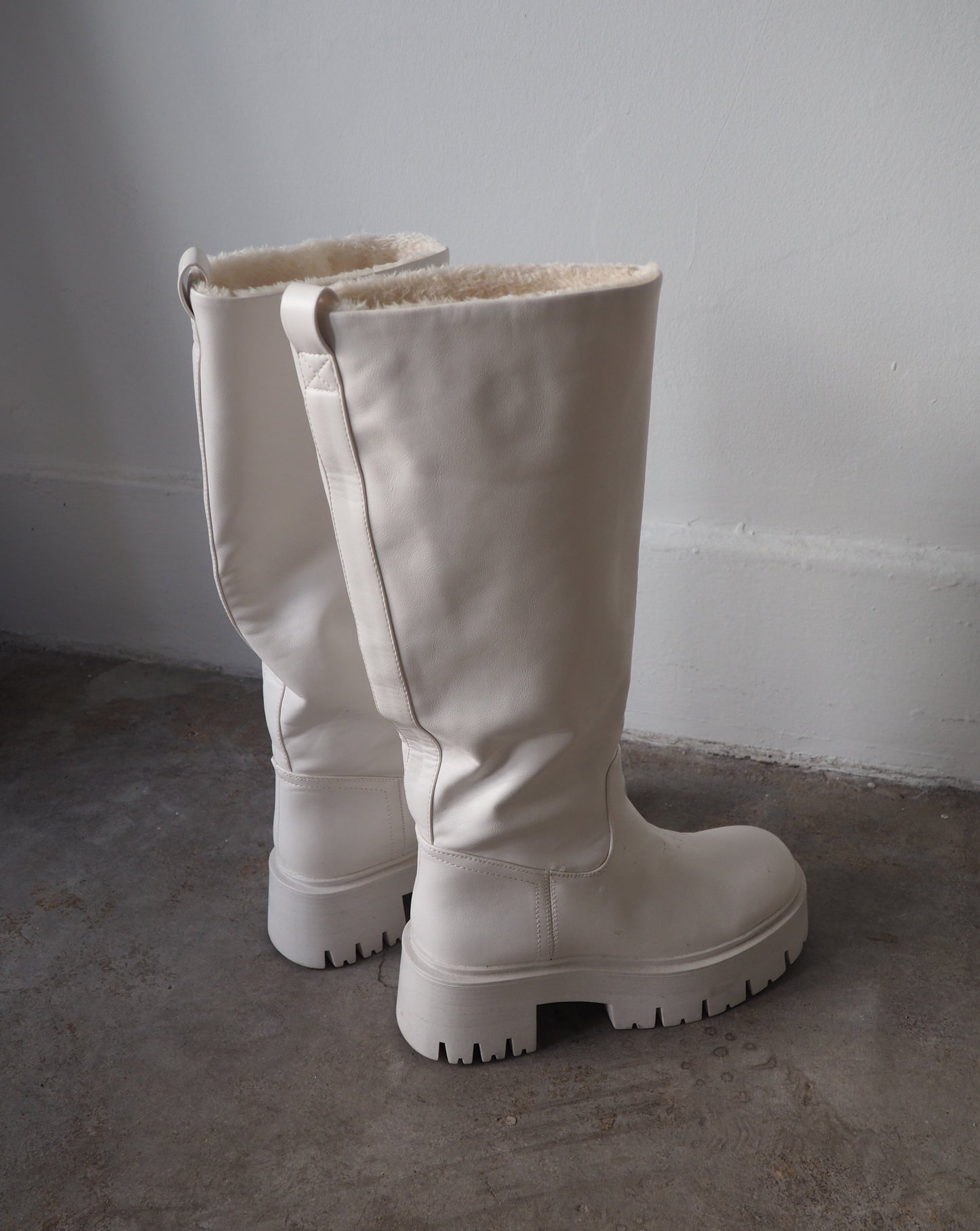 Knee High Platform Boots - White