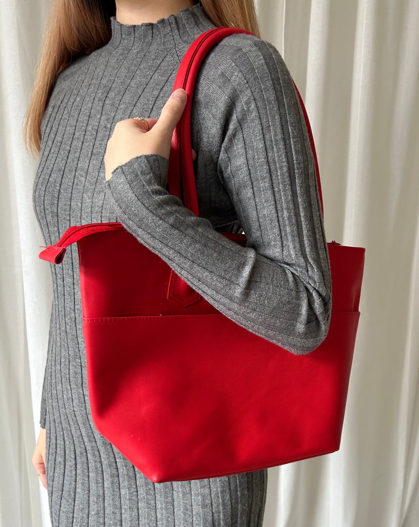 Oversized Tote Bag - Red