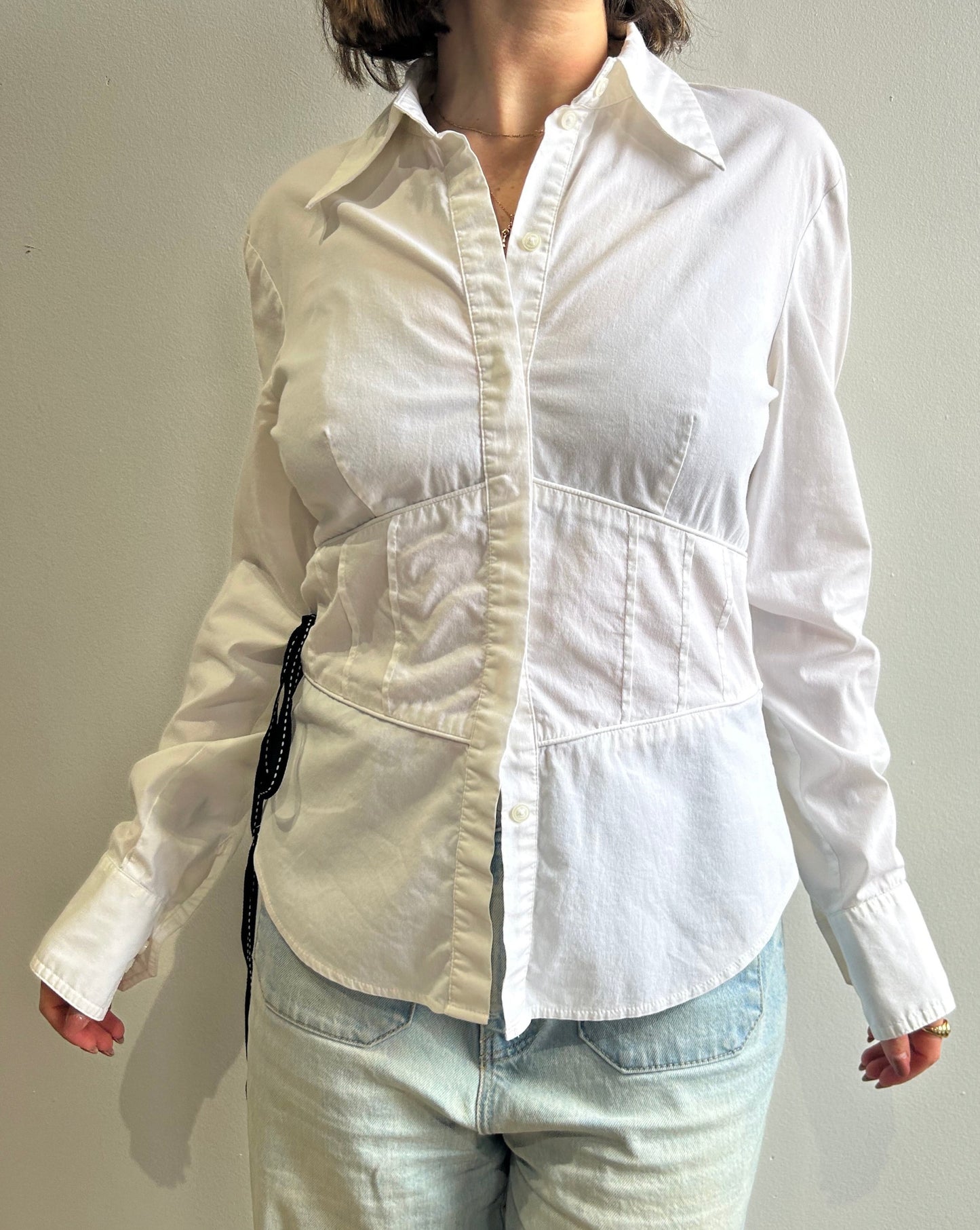 Corset Long Sleeve Top - White