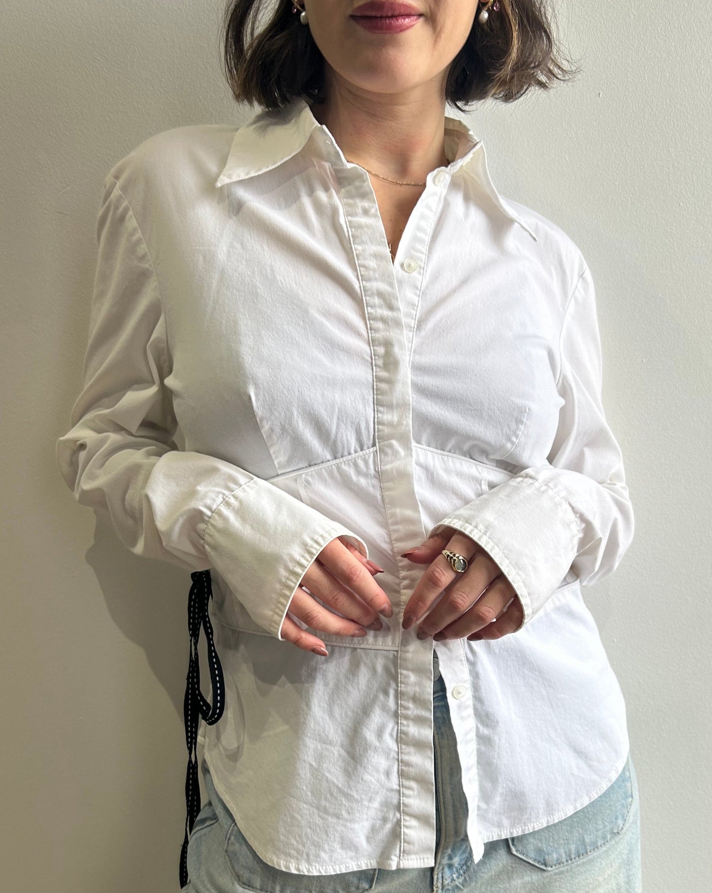 Corset Long Sleeve Top - White