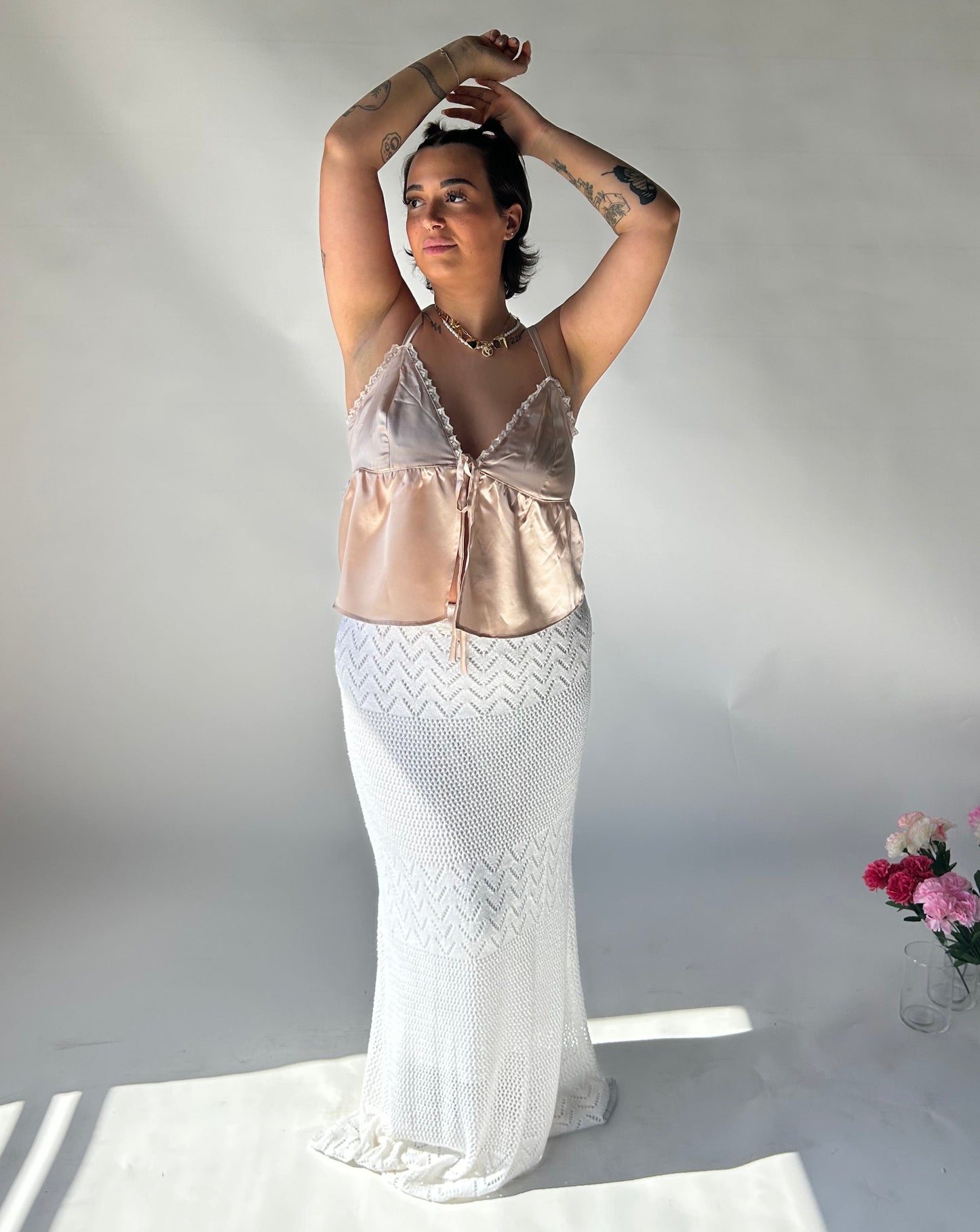Knit Maxi Skirt - White