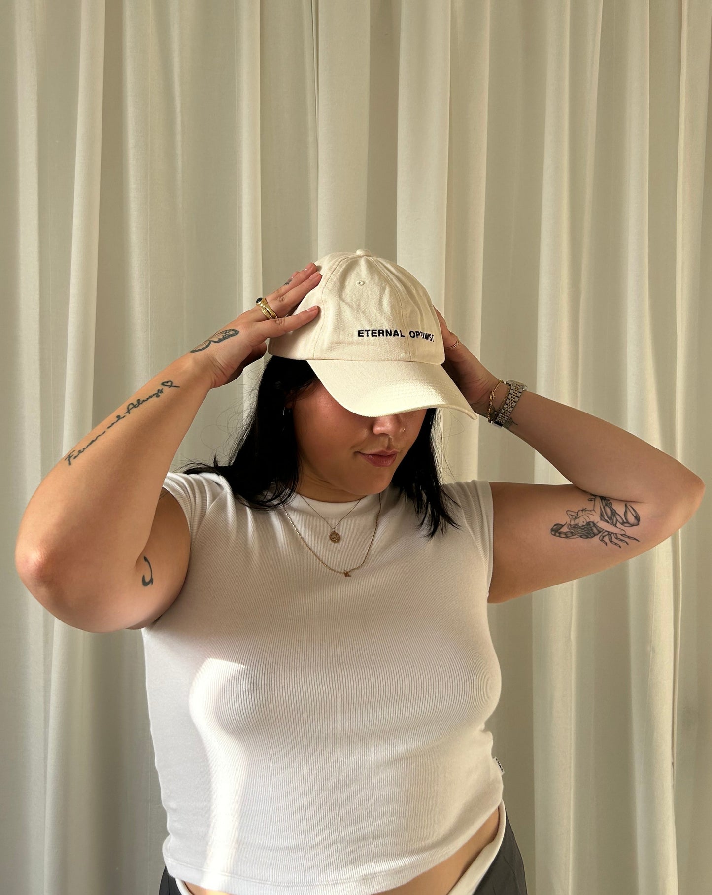 Eternal Optimist Ball Cap - Cream/Black