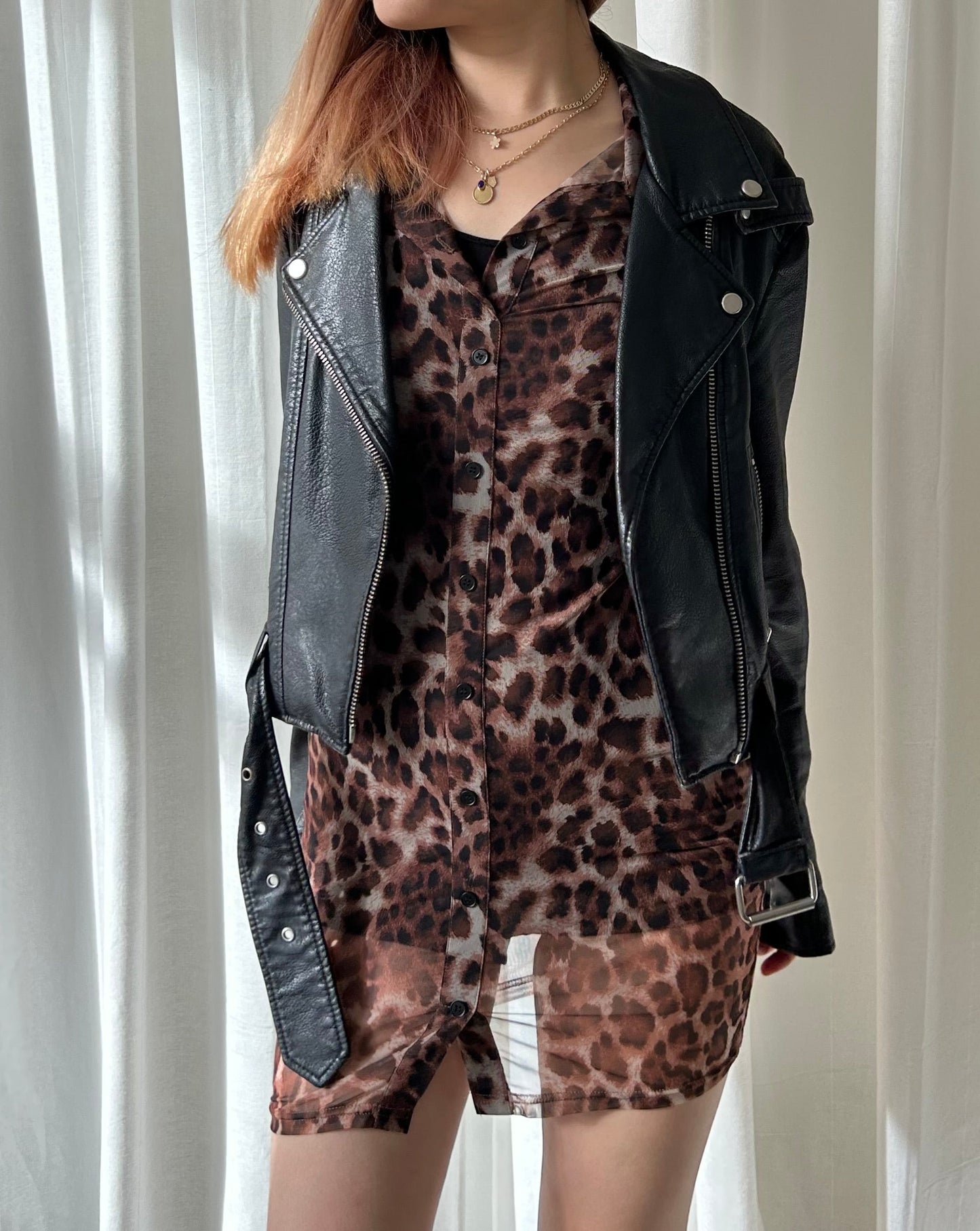 Superdown Mesh Leopard Print Dress - Brown/Black