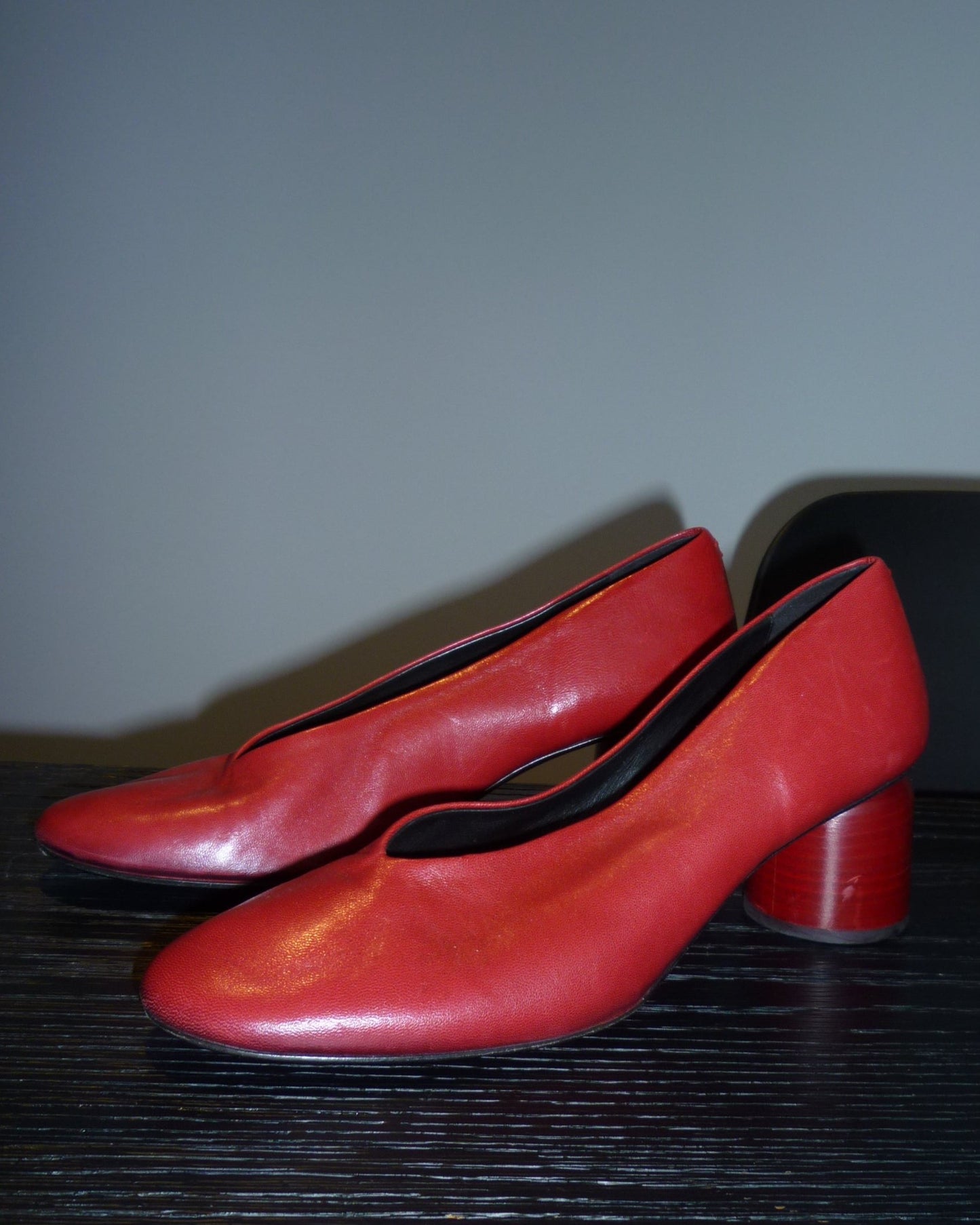 Halmanera Leather Block Heels - Red