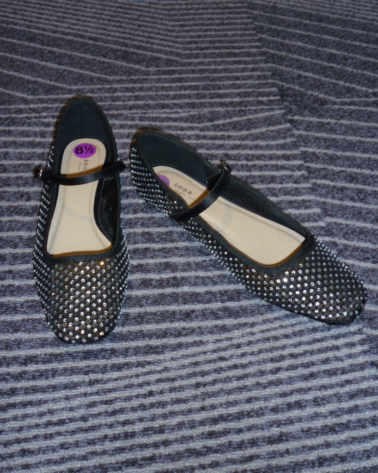 Soda Sparkle Ballet Mesh Flats - Black