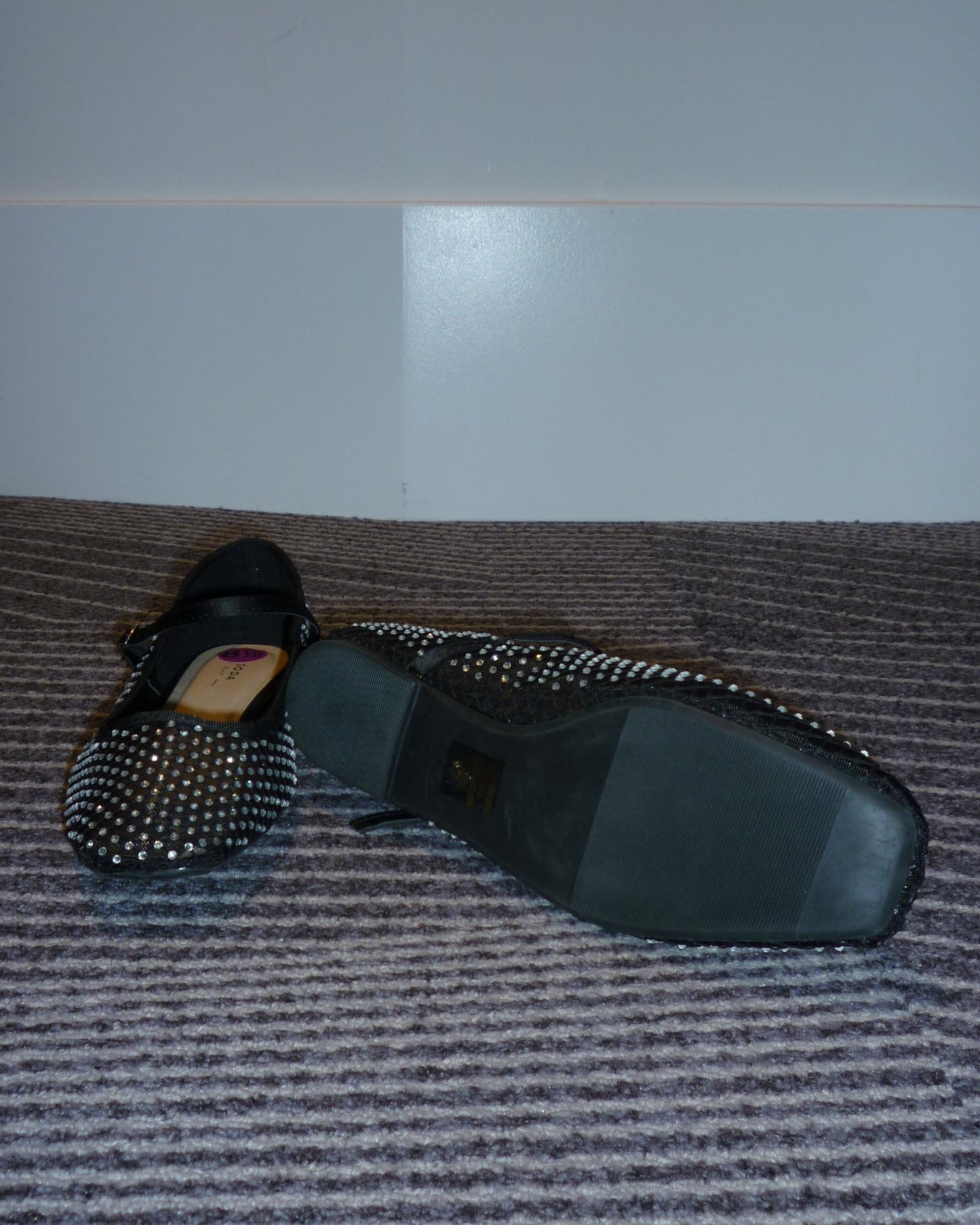 Soda Sparkle Ballet Mesh Flats - Black