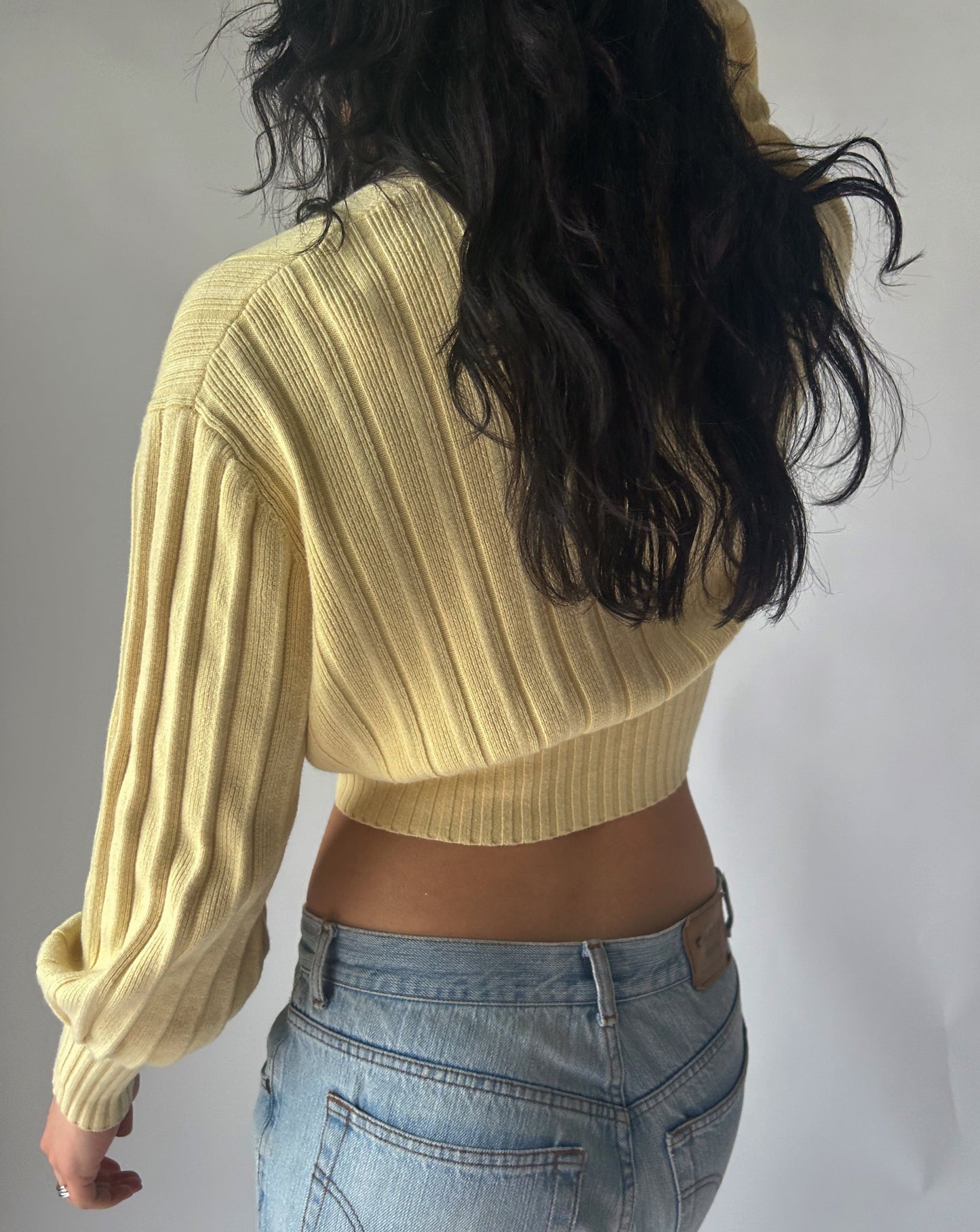 Aritzia Balloon Sleeve Crop Top - Yellow