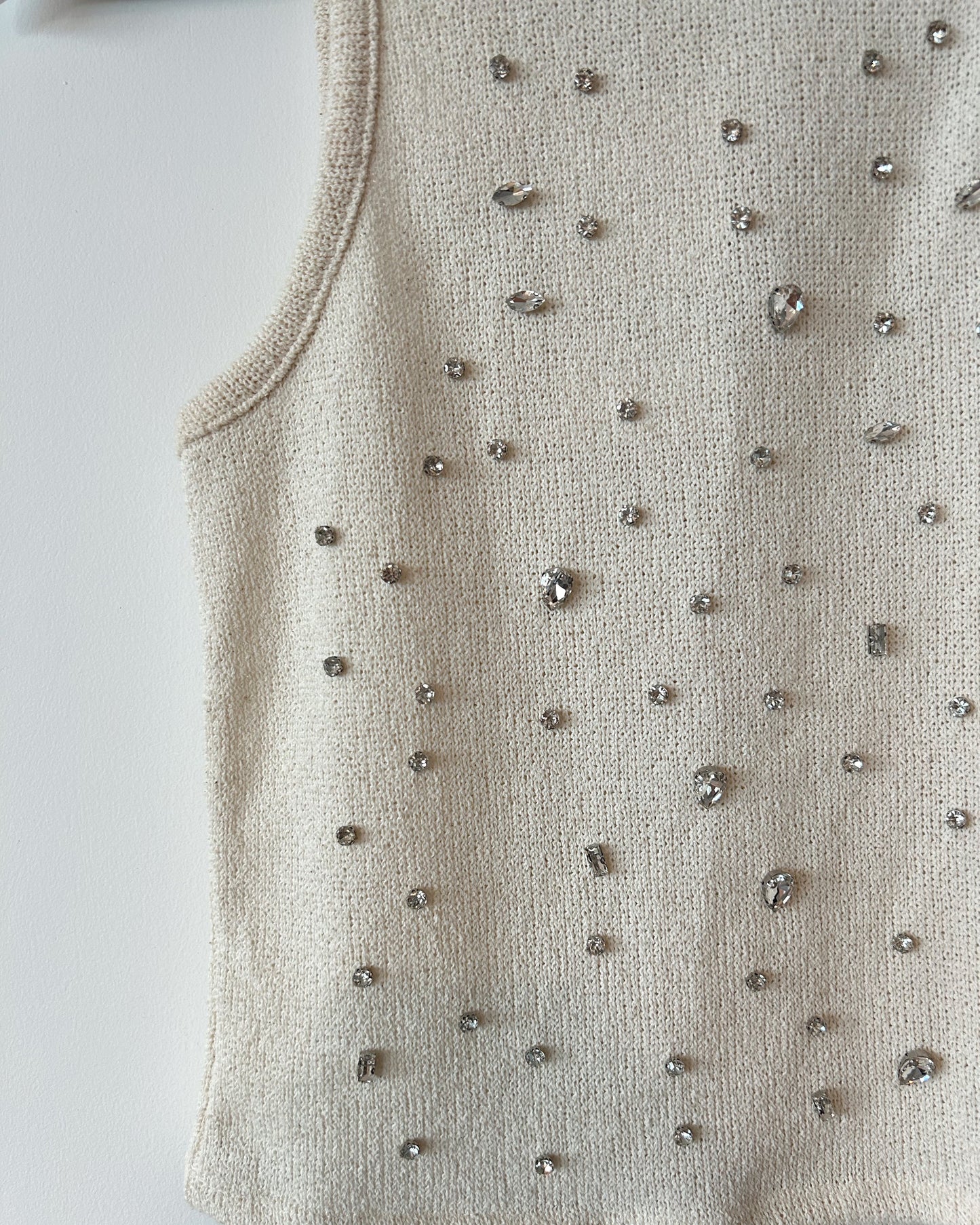 Zara Rhinestone Tank - White