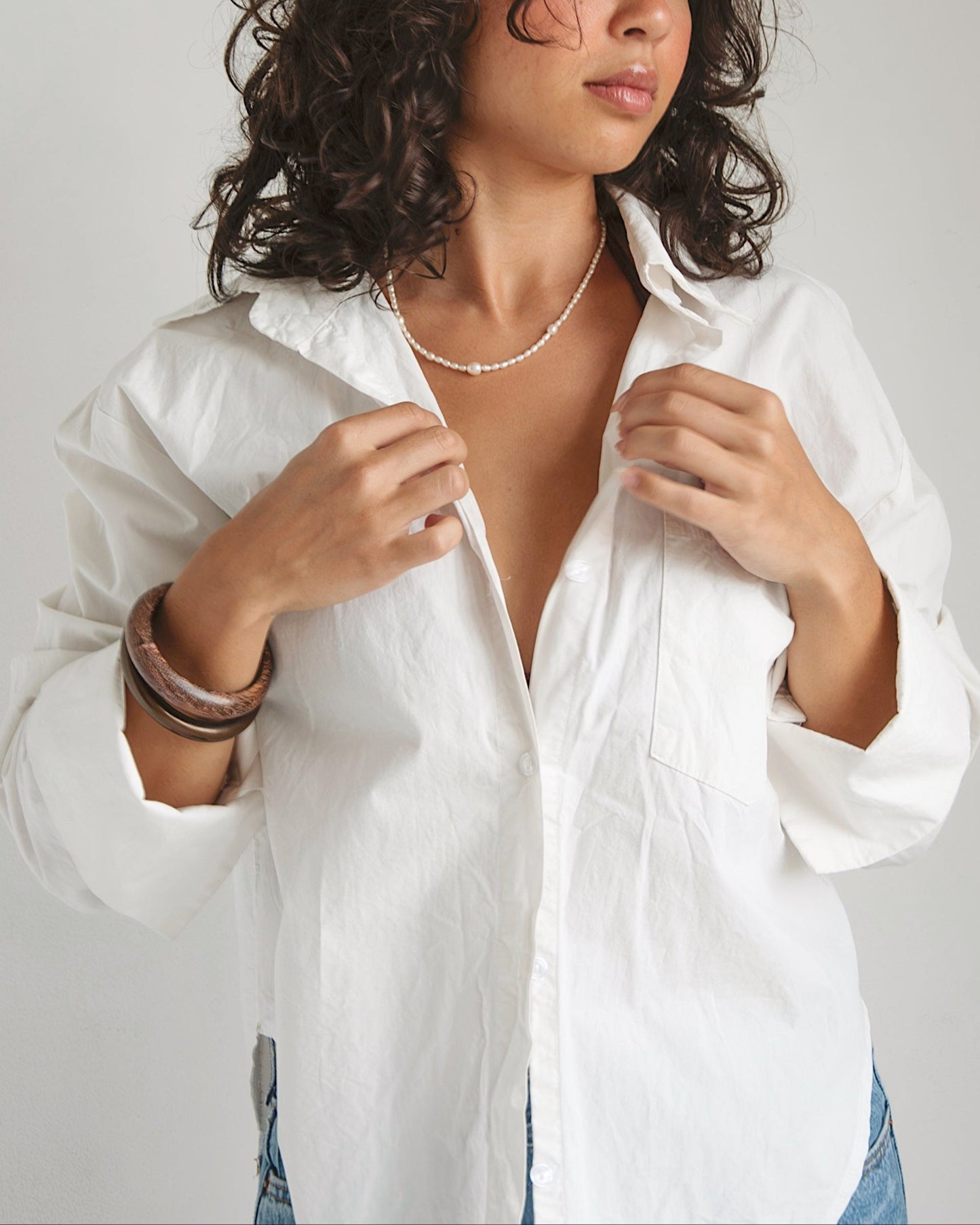 Long Sleeve Button Down - White