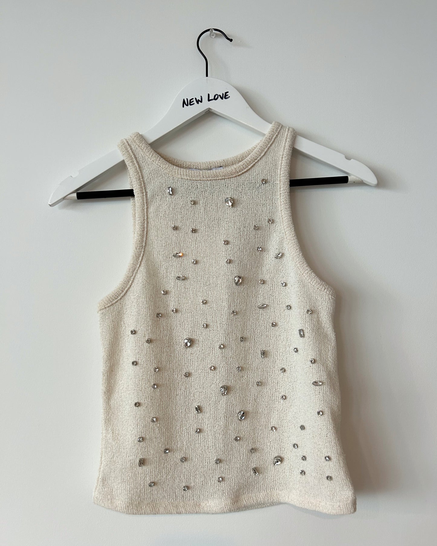 Zara Rhinestone Tank - White