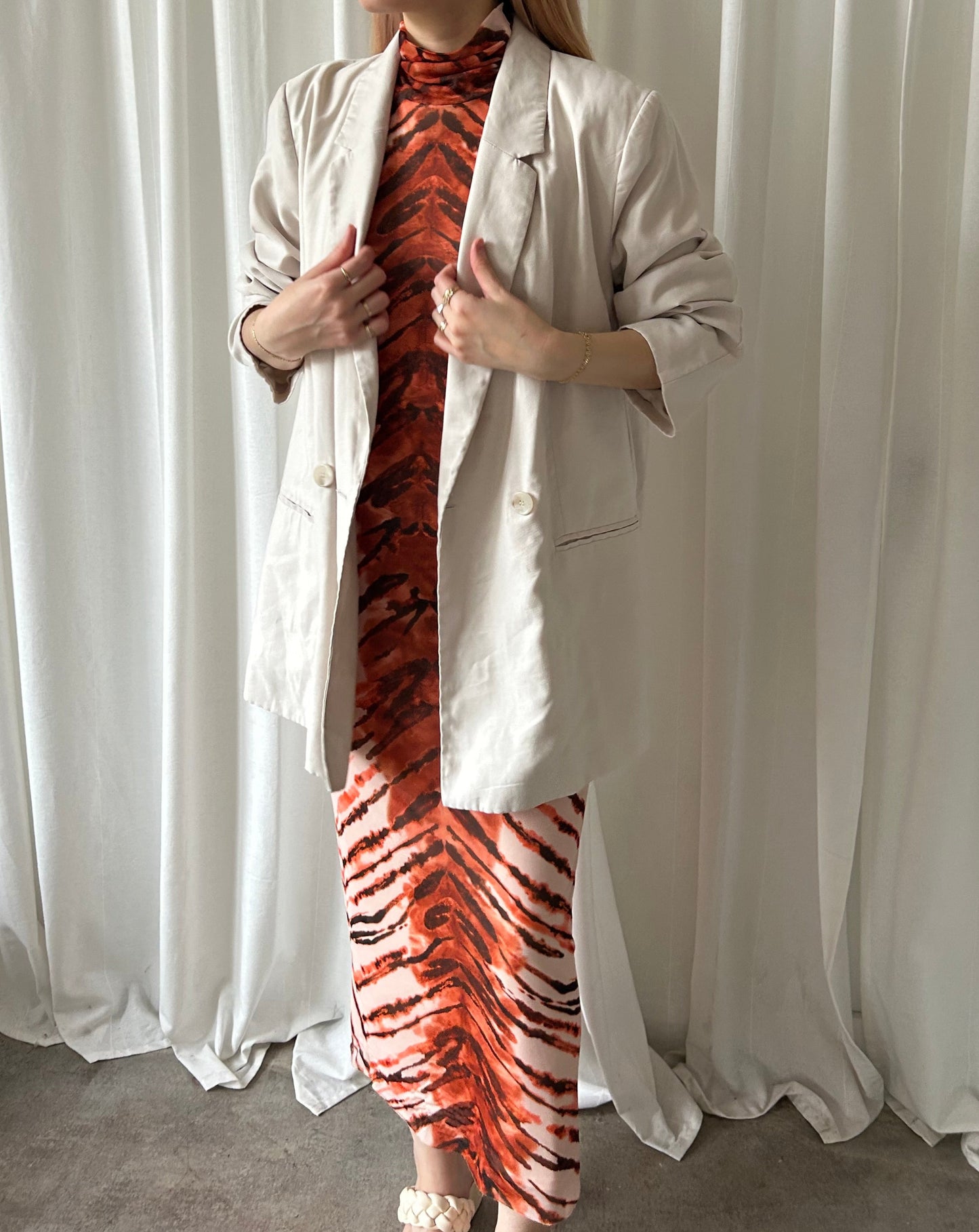 Tiger Print Dress - Orange/Brown/Cream
