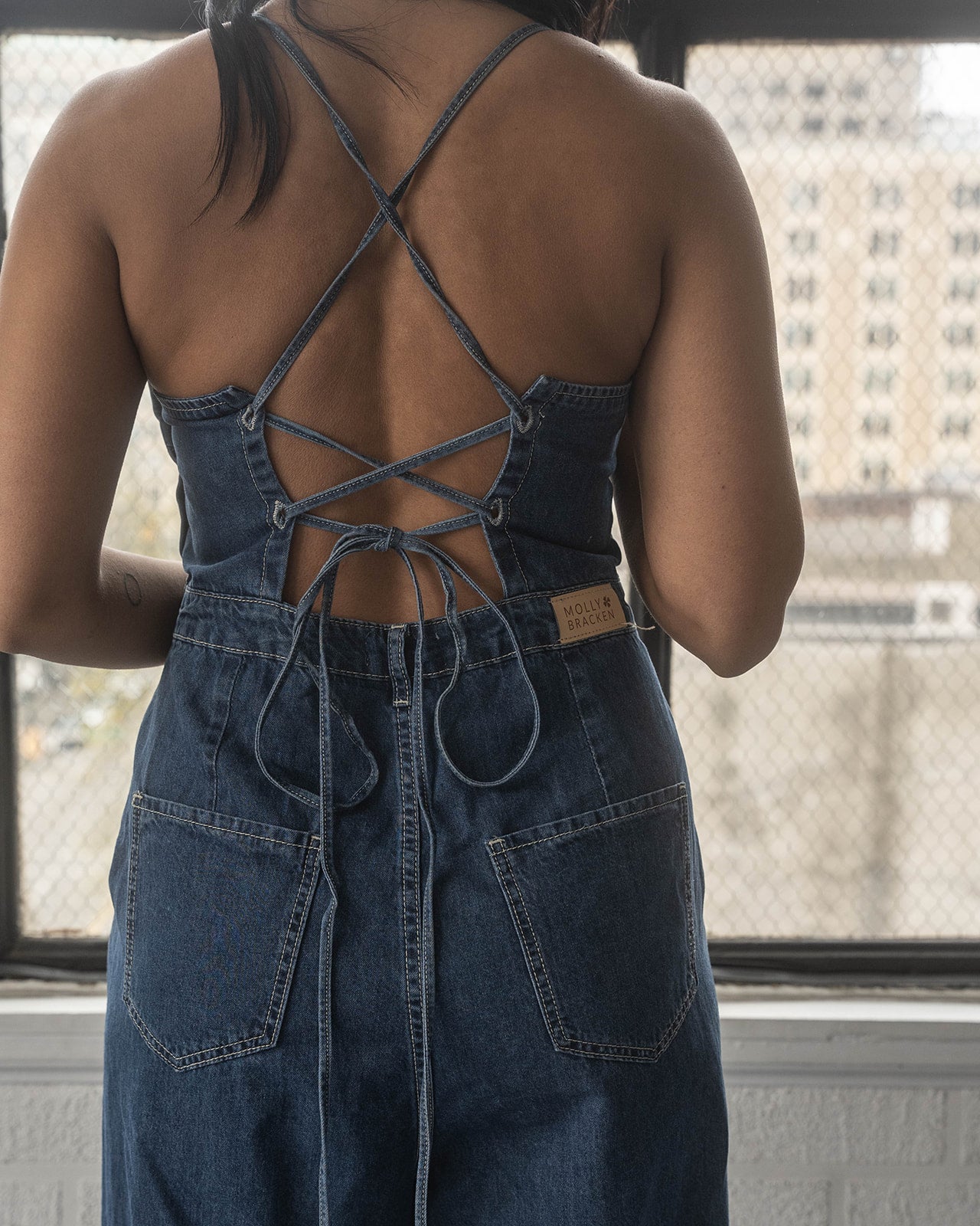 Wide Leg Denim Jumpsuit