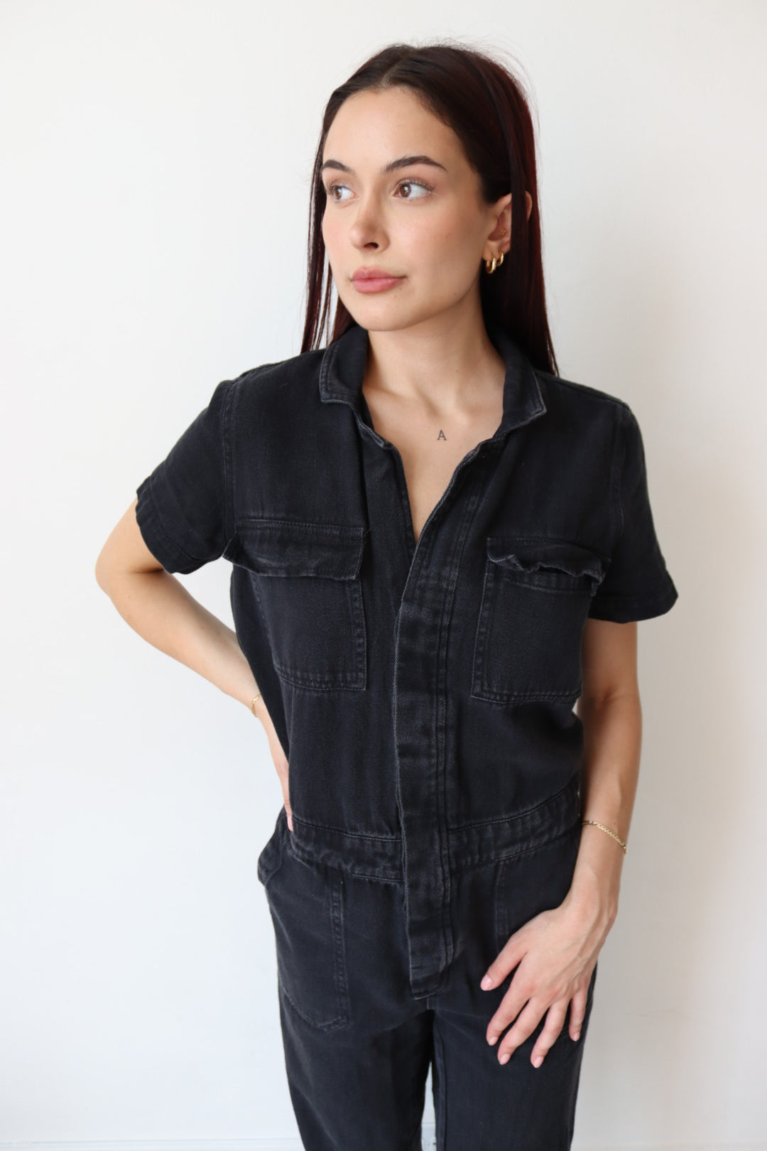 Black Denim Jumpsuit