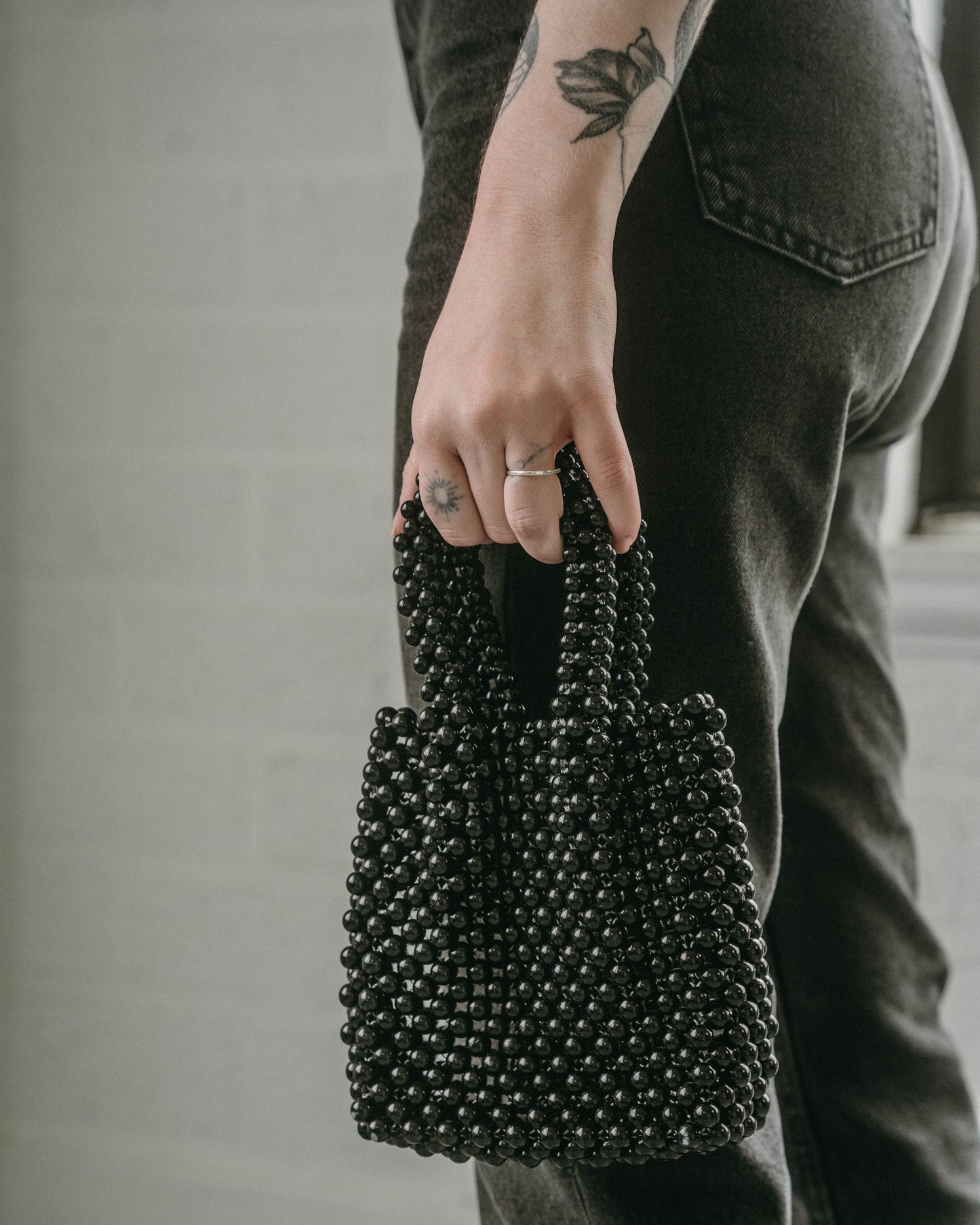 Beaded Black Mini Purse