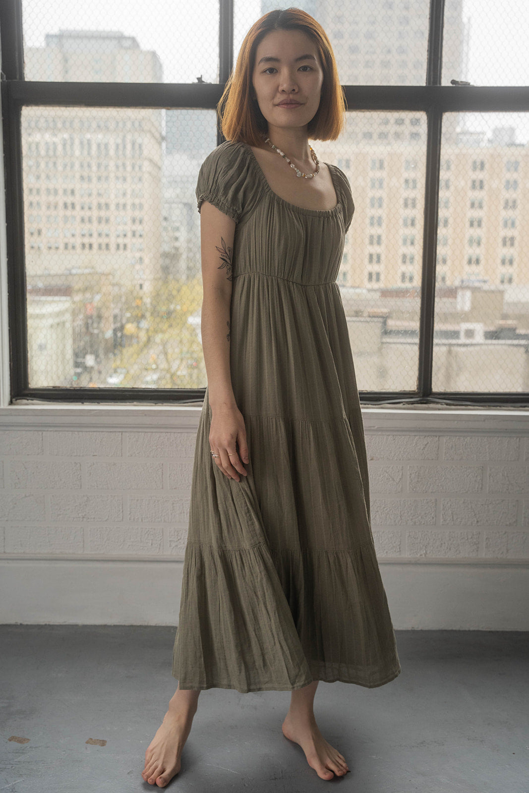 Tiered Cap Sleeve Maxi Dress