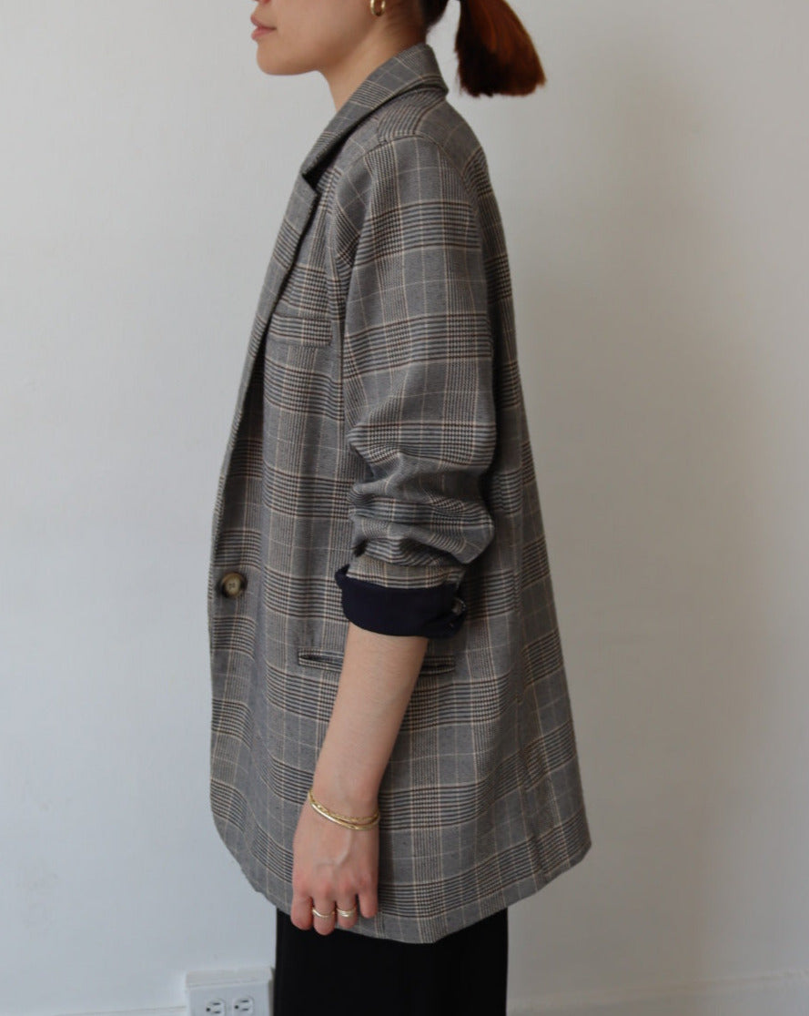 Grey Plaid Blazer