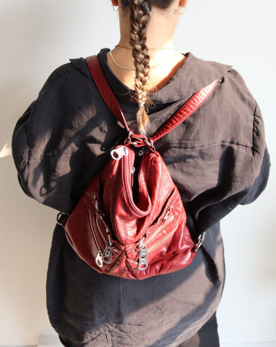 Red Leather Backpack