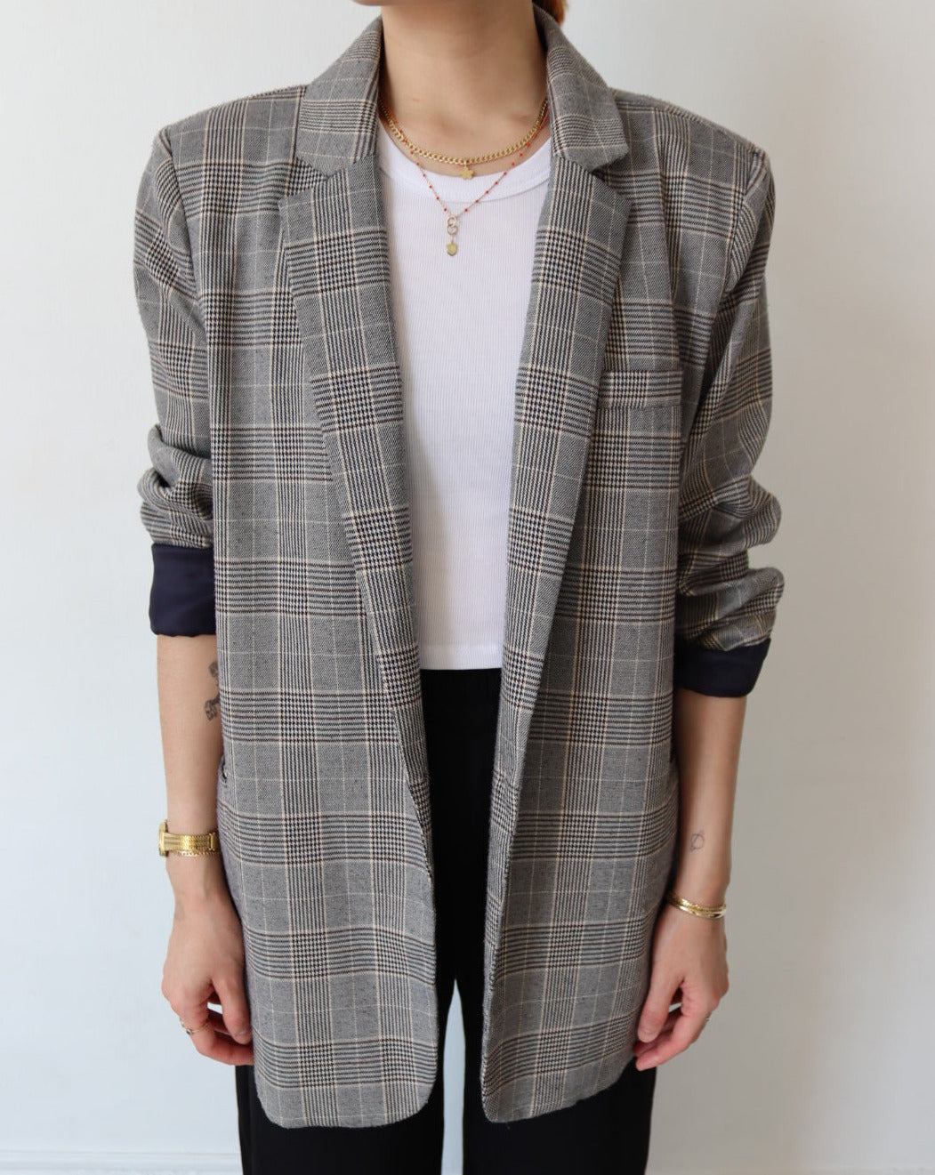 Grey Plaid Blazer