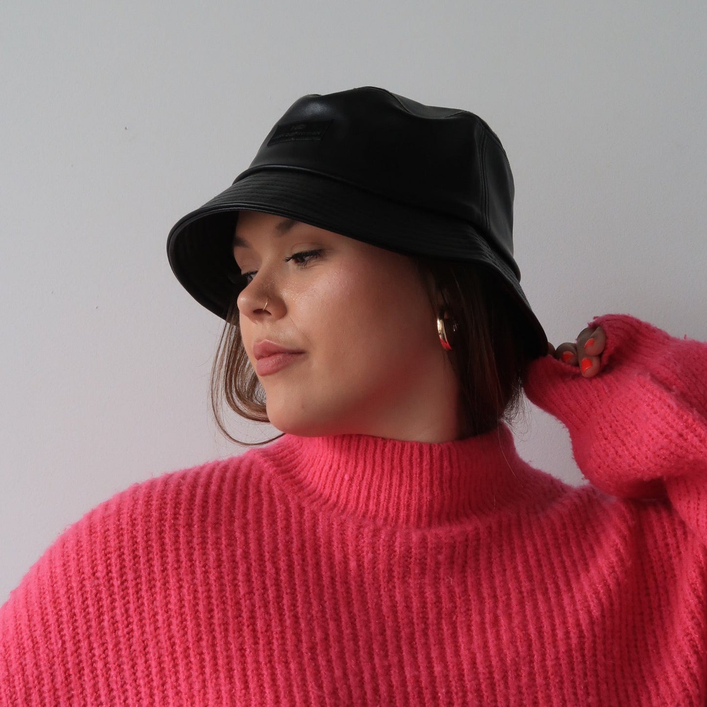 Black Leather Bucket Hat