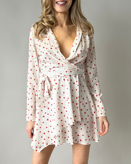 Heart Dress -White/Red