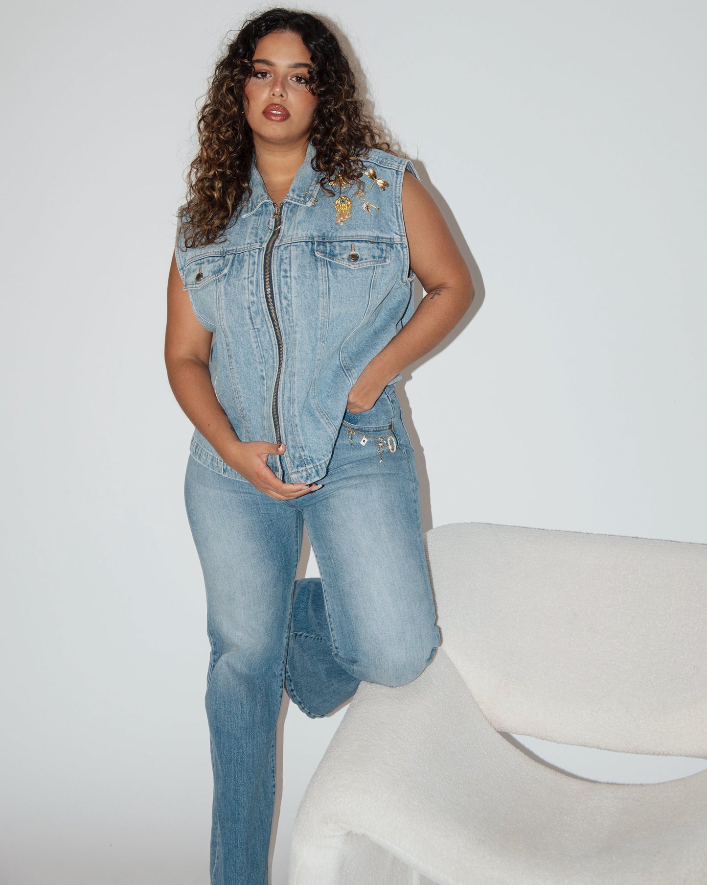 Charmed Denim Vest - Light Wash