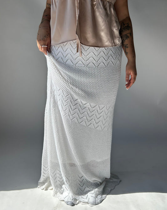 Knit Maxi Skirt - White