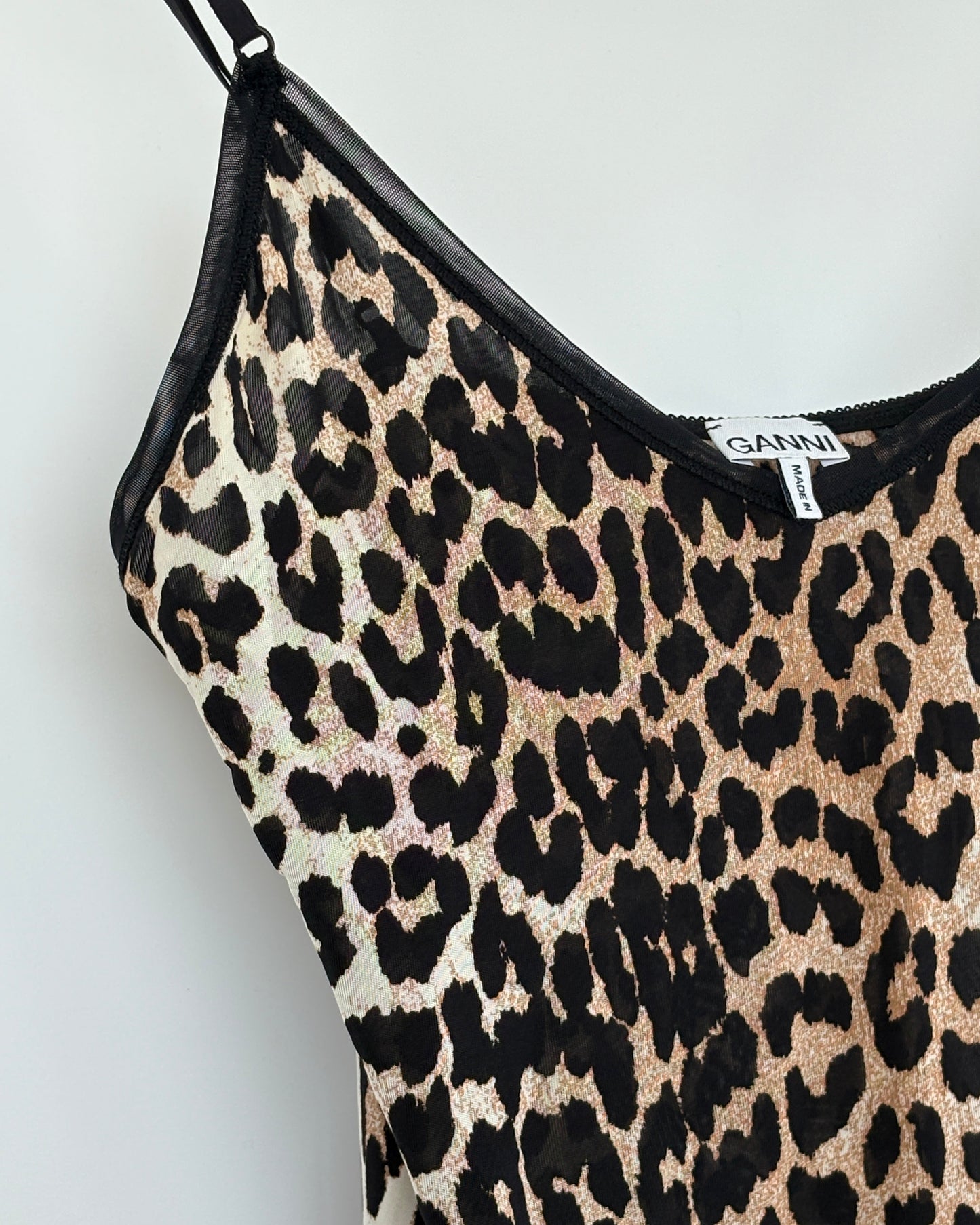 Ganni Leopard Dress - Black/Brown