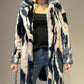 Multi-Coloured Faux Fur Coat - Cream/Blue/Pink