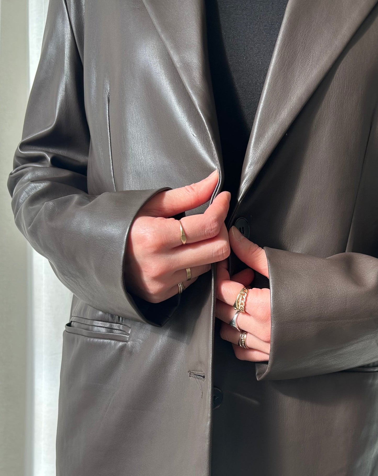 Oak + Fort Faux Leather Blazer - Bown