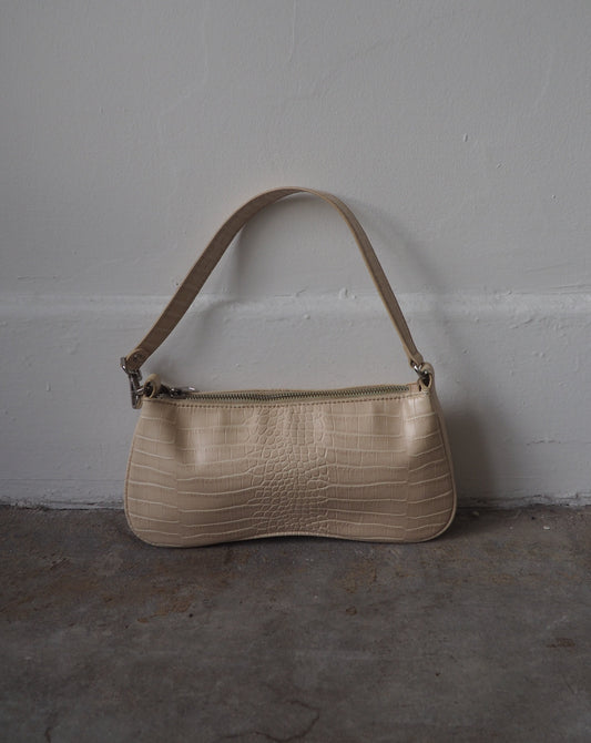 Croc Print Purse - Cream