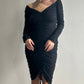 Rouched Long Sleeve Dress - Black